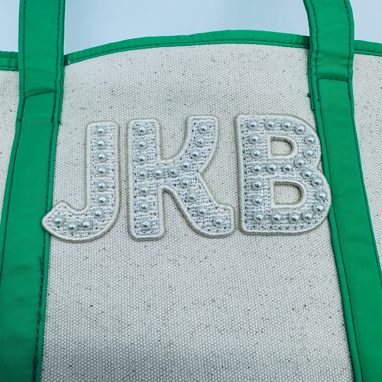 Stoney Clover Lane Canvas & Nylon Shopper Tote Natural Green