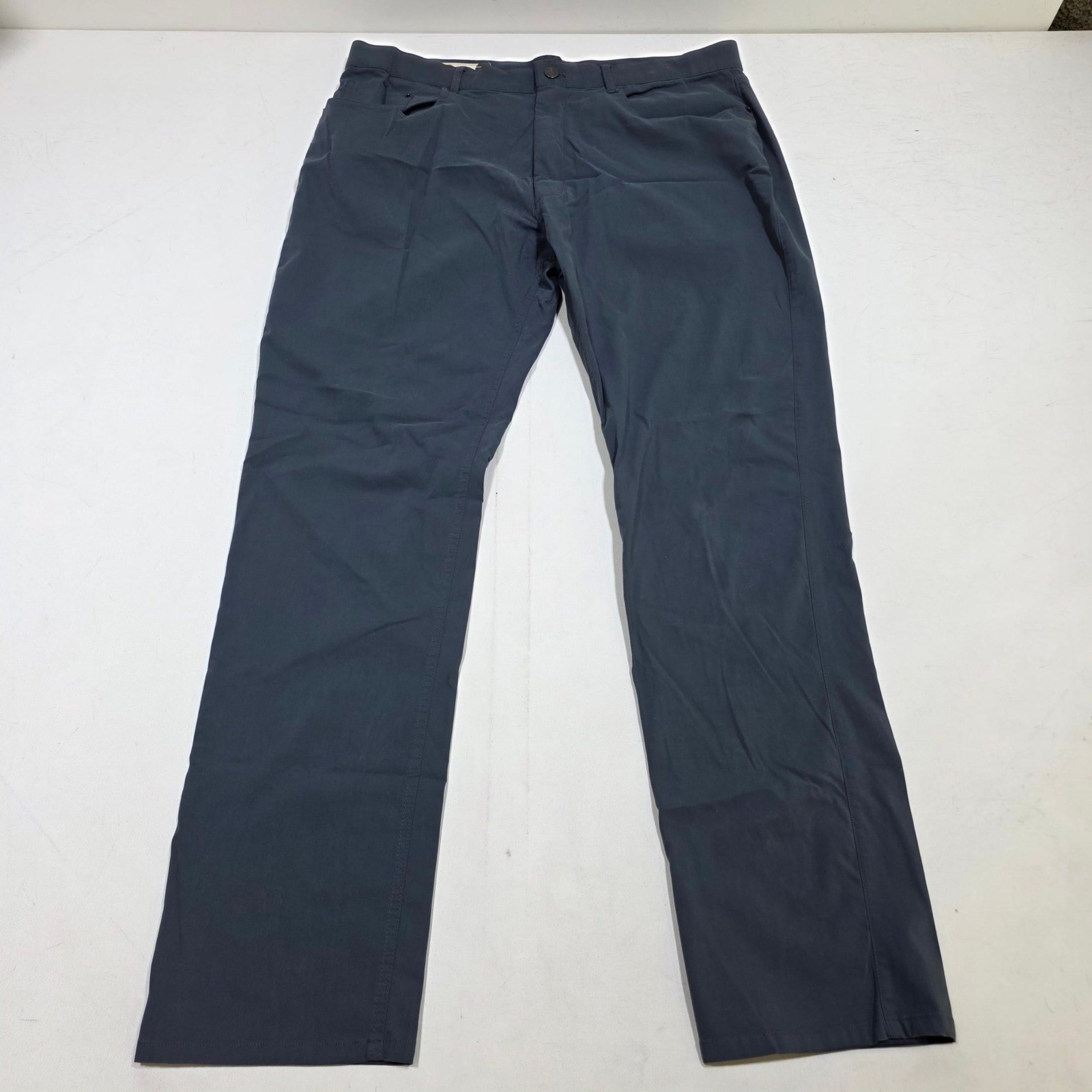 Marine Layer Slim Straight Fit Pants Mens 38×32 Dark Gray 5-Pocket Trousers