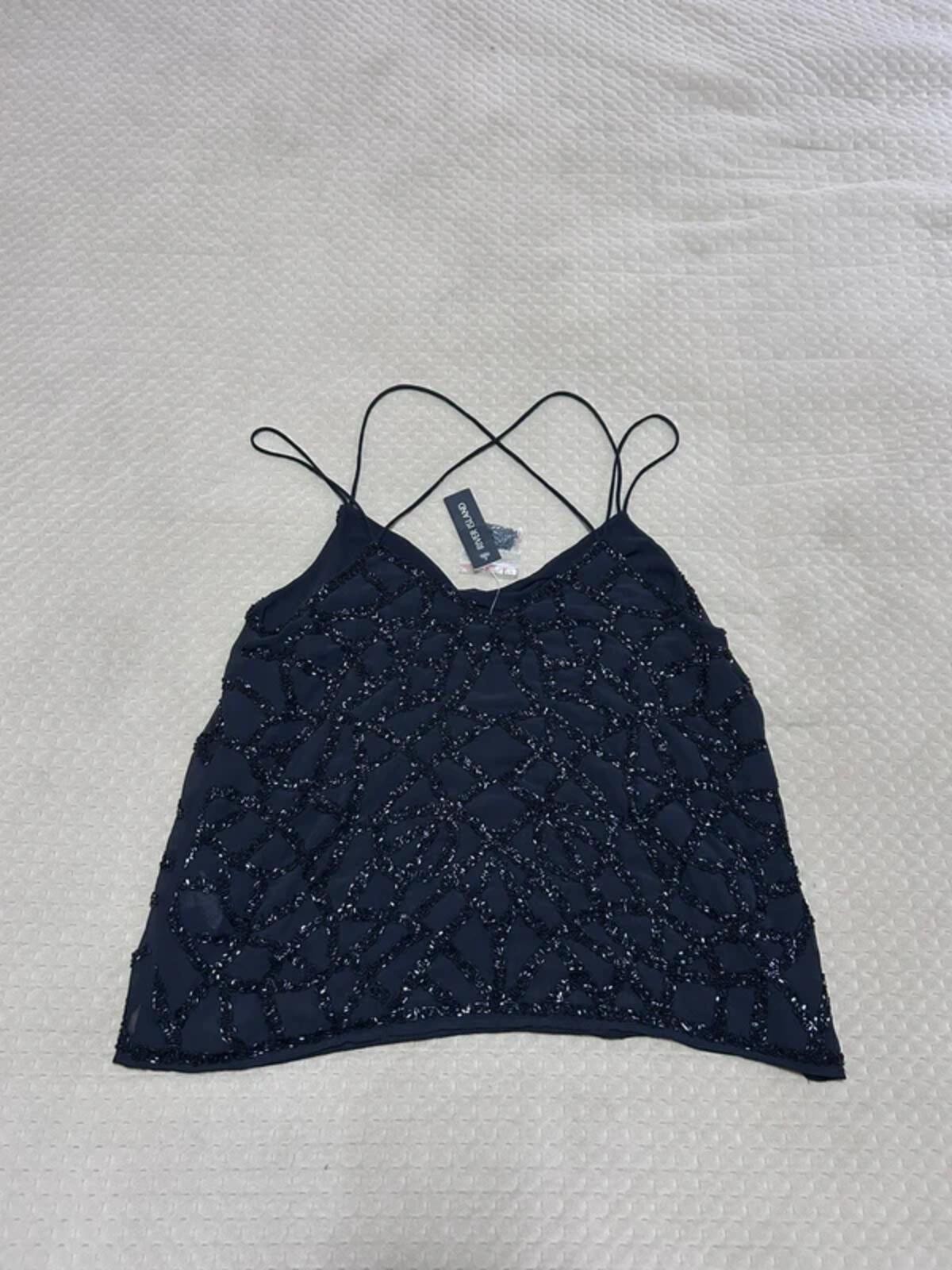 River Island Black Beaded Cami Top Party Evening Holiday Summer Festival Y2K 10