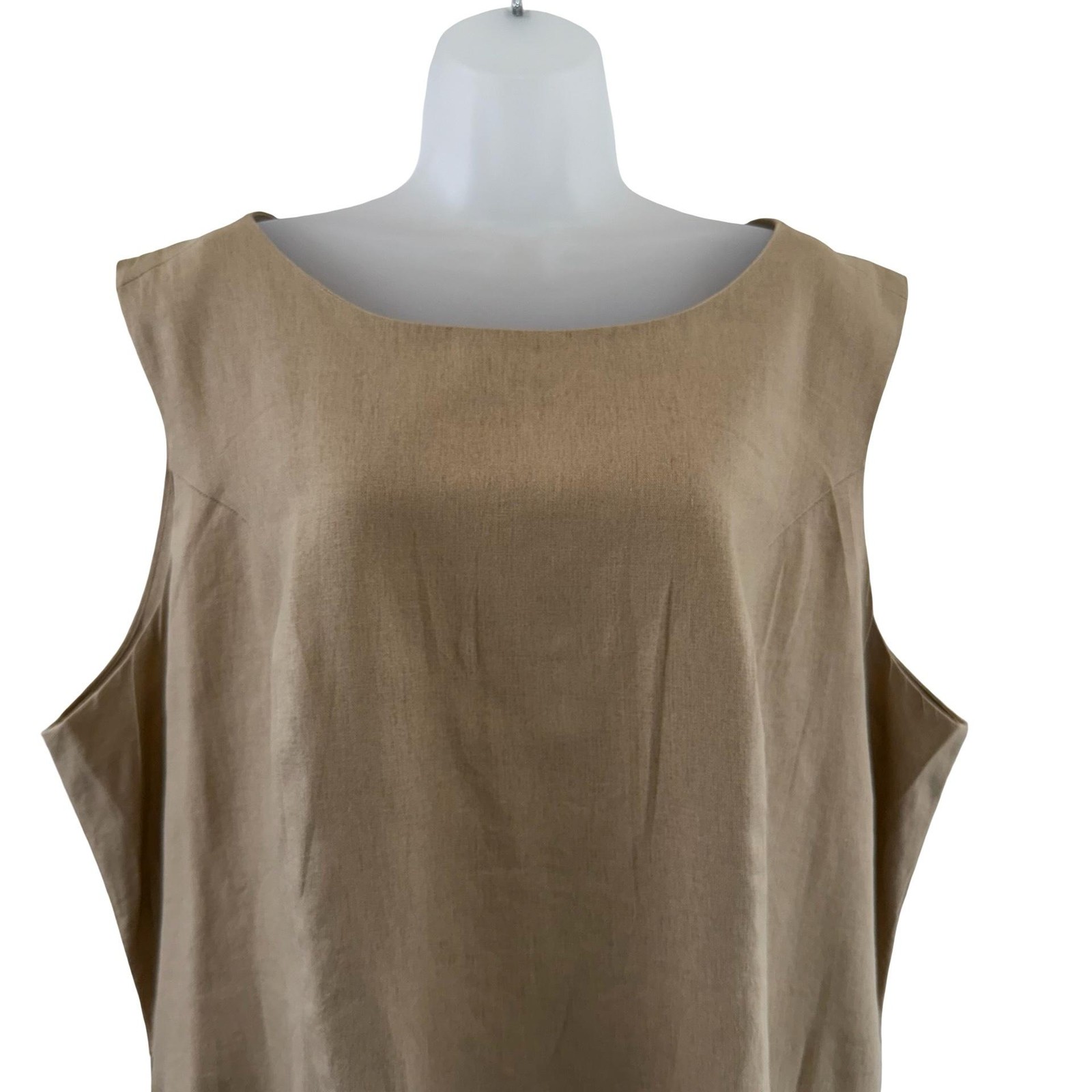 Jessica London 2 Piece Linen Blend Capri Set Womens 26W Beige Tan Belted Cropped