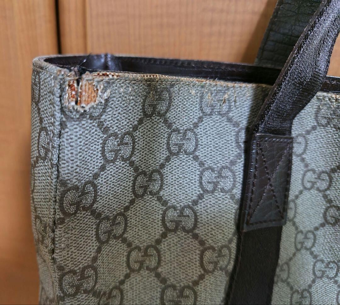 GUCCI GG Supreme Canvas Tote Bag Brown 141624 Top Handle Women’s 37cm Auth
