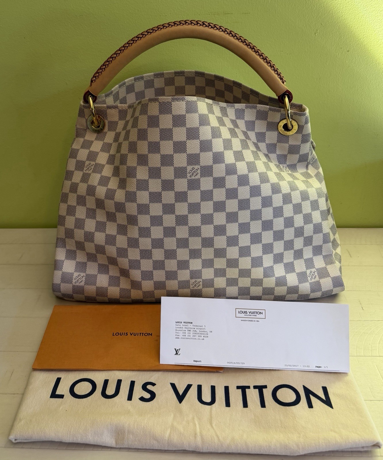 Louis Vuitton Artsy Braided MM Damier Azur Hobo Shoulder Handbag