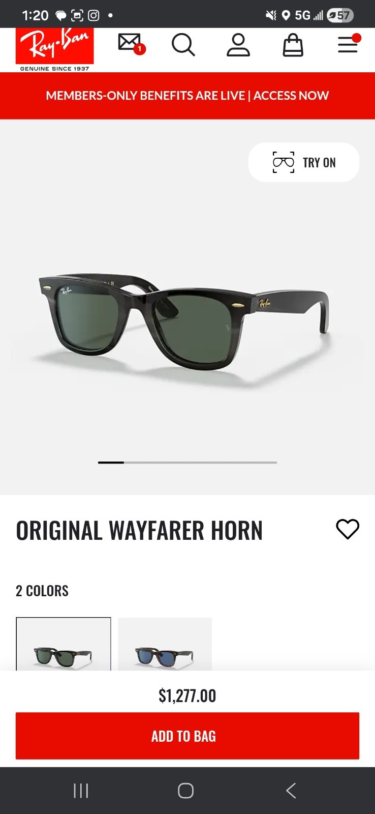 Ray-Ban Sunglasses RB2140 Original Wayfarer Black Frame