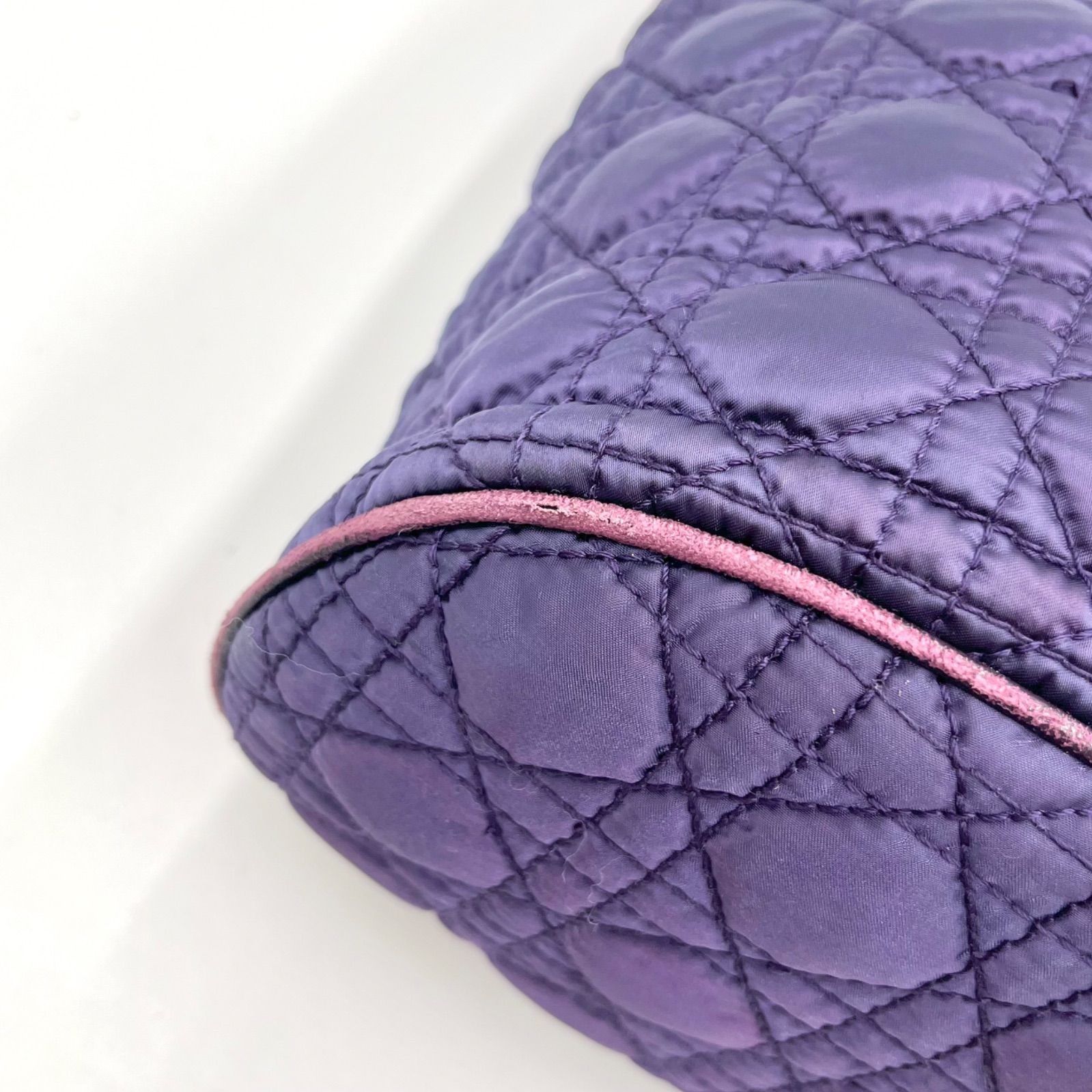 Auth Christian Dior Cannage Nylon Tote Bag and Shoulder Bag, Purple 2Y9816
