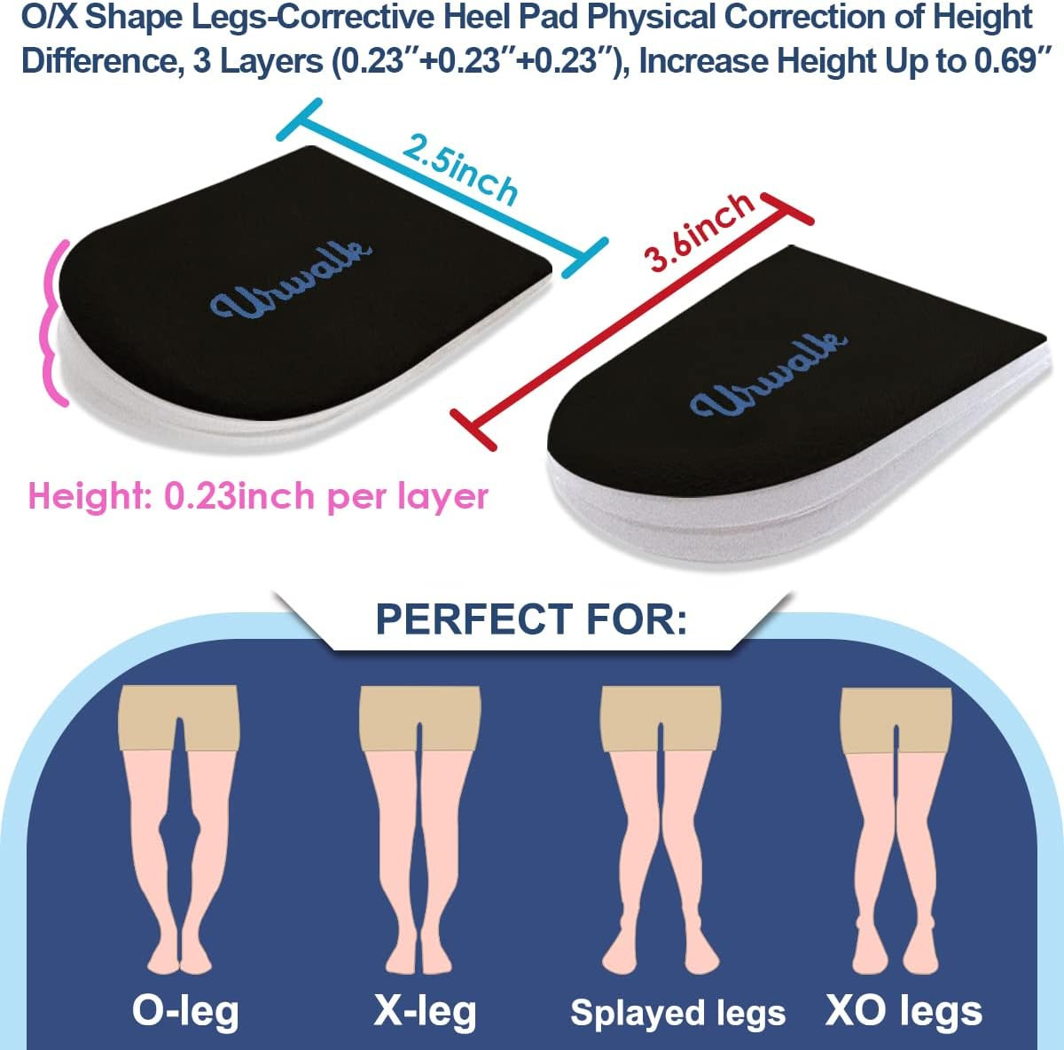 3 Layers Adjustable Supination & Over-Pronation Corrective Shoe Inserts, Medial