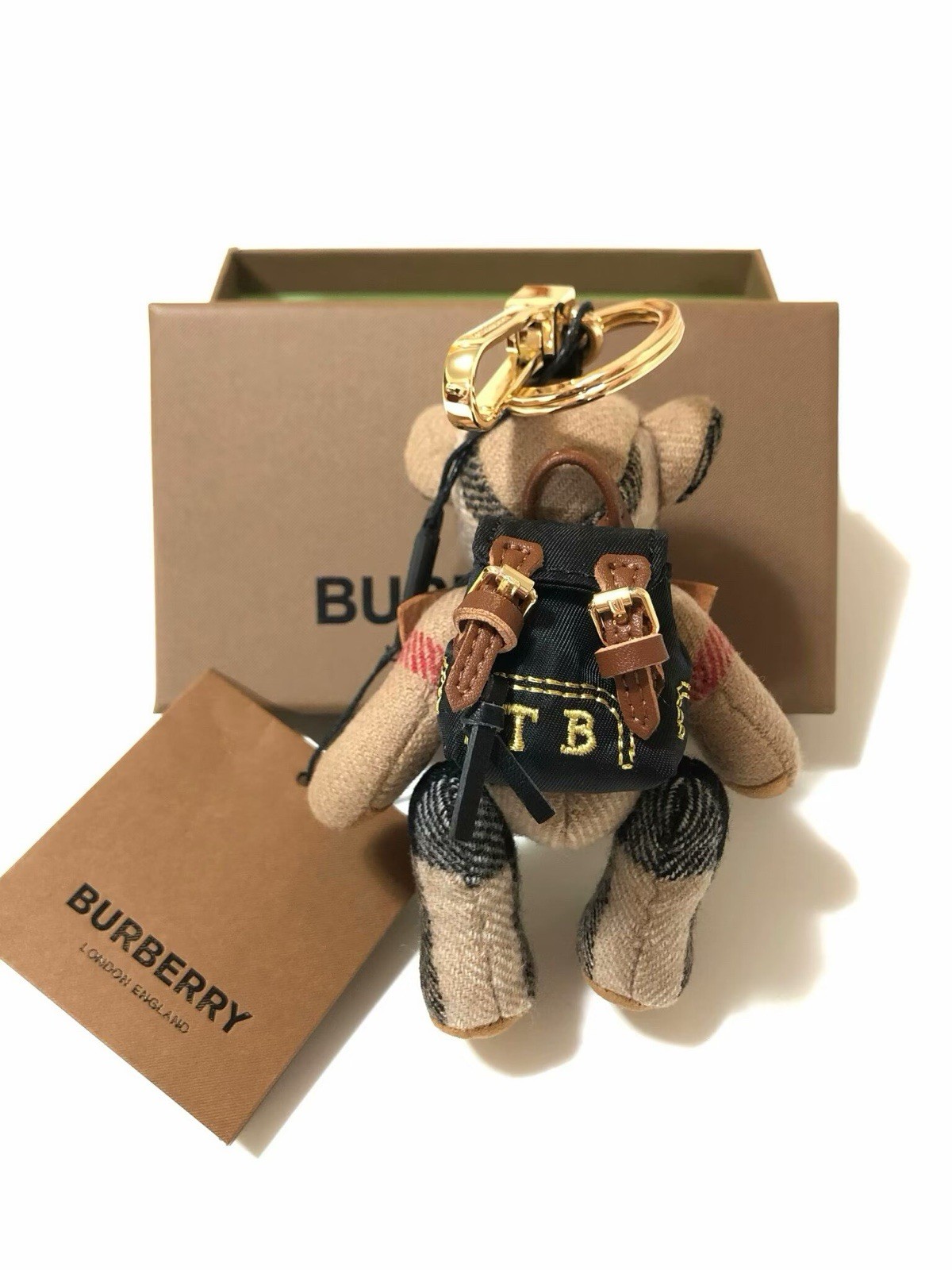 Burberry Thomas Bear With Backpack Cashmere Keychain Holiday Gift
