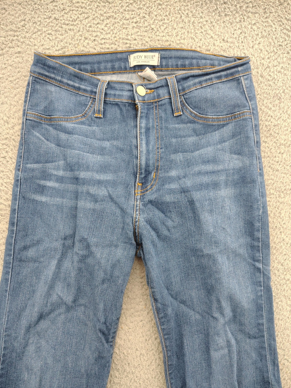 Judy Blue Flare Jeans Juniors 11/30 Blue Medium Wash Raw Frayed Hem Stretch