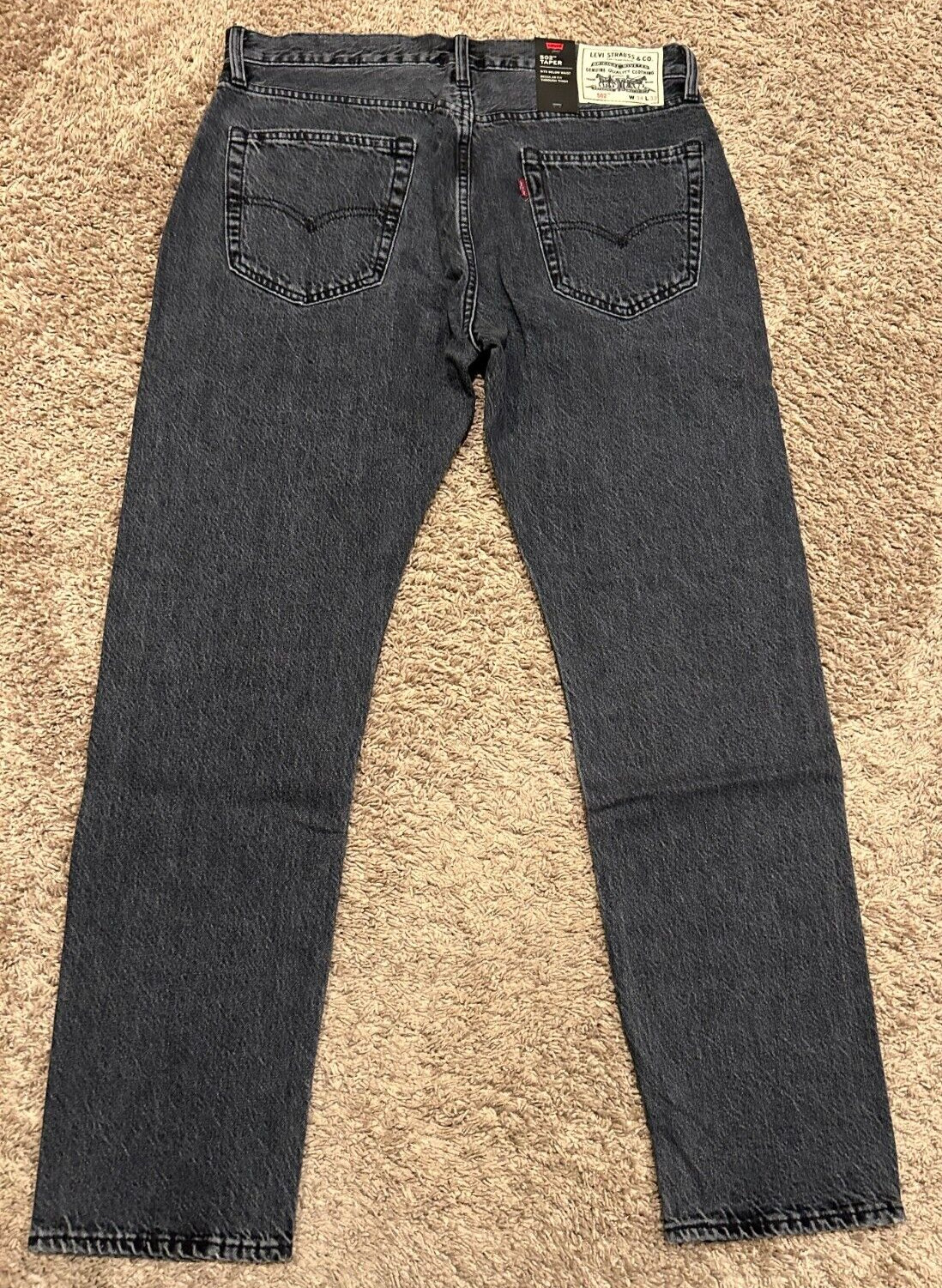 LEVI’S PREMIUM WELLTHREAD 502 TAPER JEANS FADED BLACK SIZE 34X32 NWT RT$128 0005