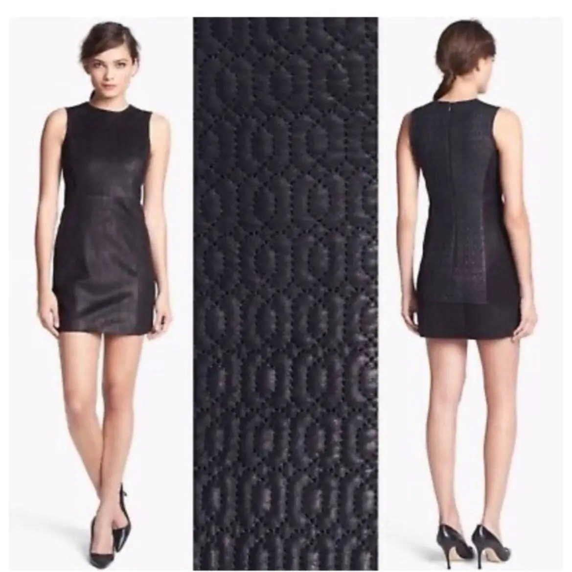 Theyskens’ Theory Lamb Leather Sheath Dress 2 / XS Black Sleeveless Quilted Back