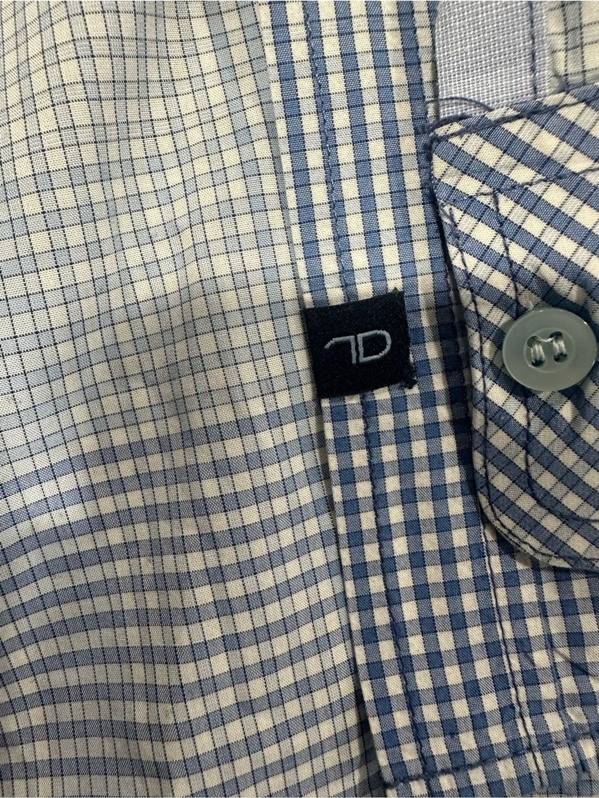 7 Diamonds Blue White Check Button Down Shirt Mens Small Long Sleeve