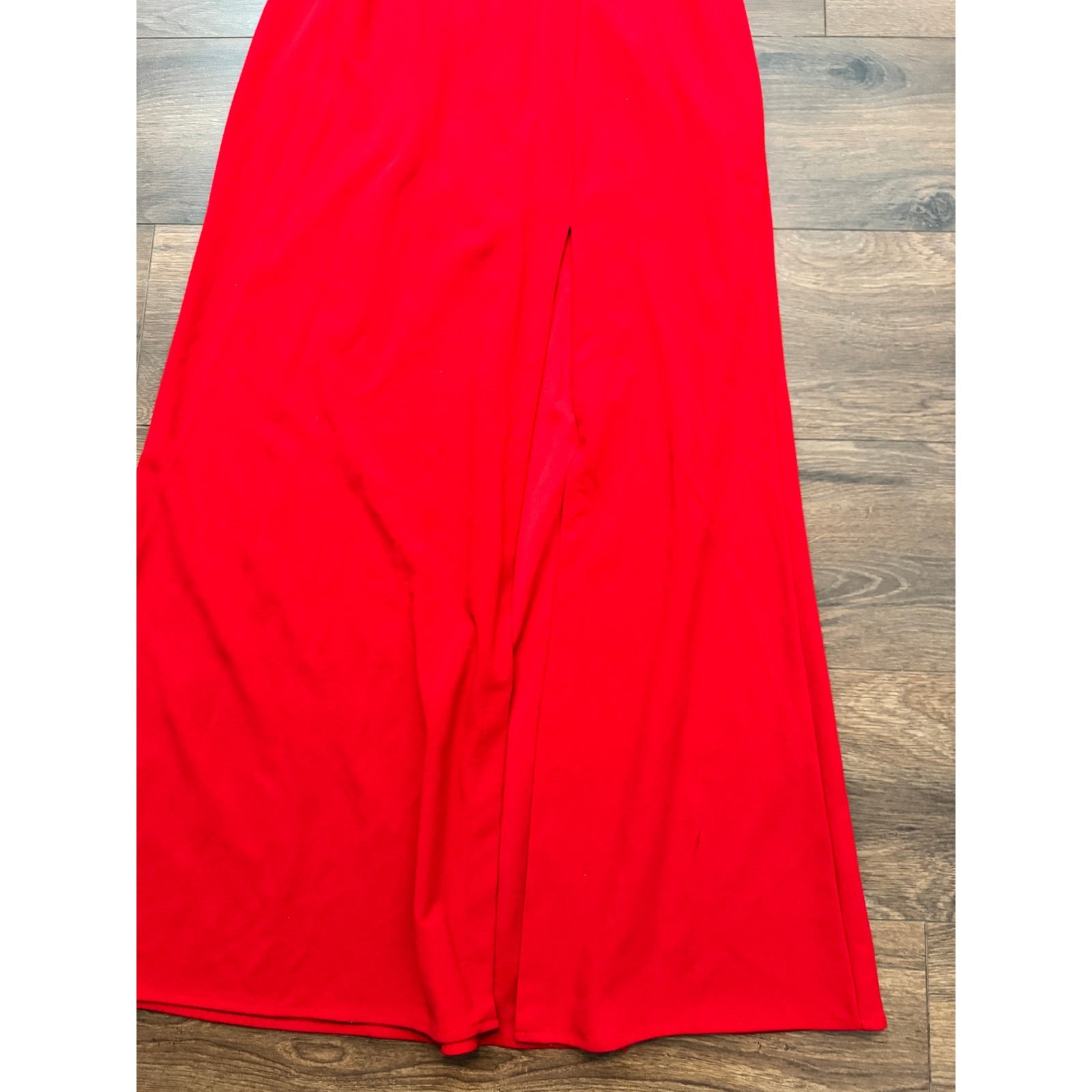 Red Halter Neck Cutout Lace Up Back Maxi Dress Style Size 15 Small