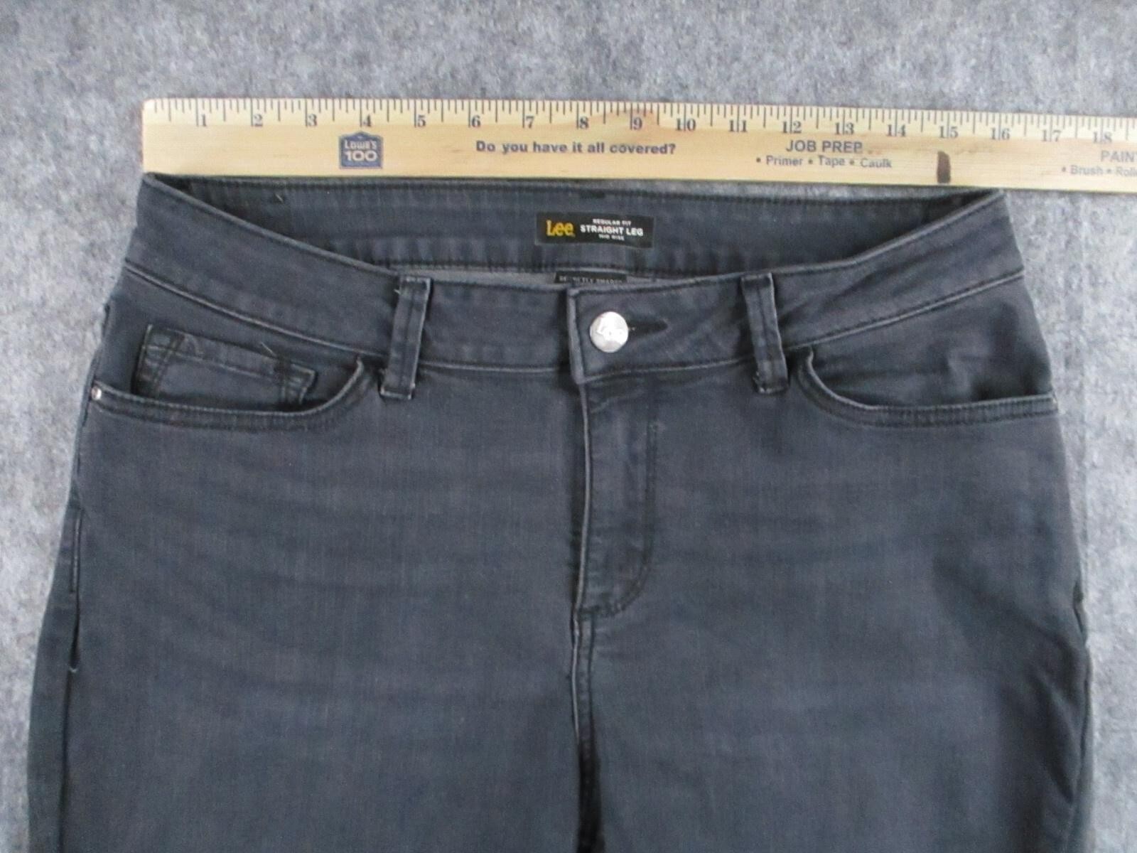 Lee Straight Jeans Womens 12 Gray Charcoal Wash Mid Rise Stretch Shaping 32×30