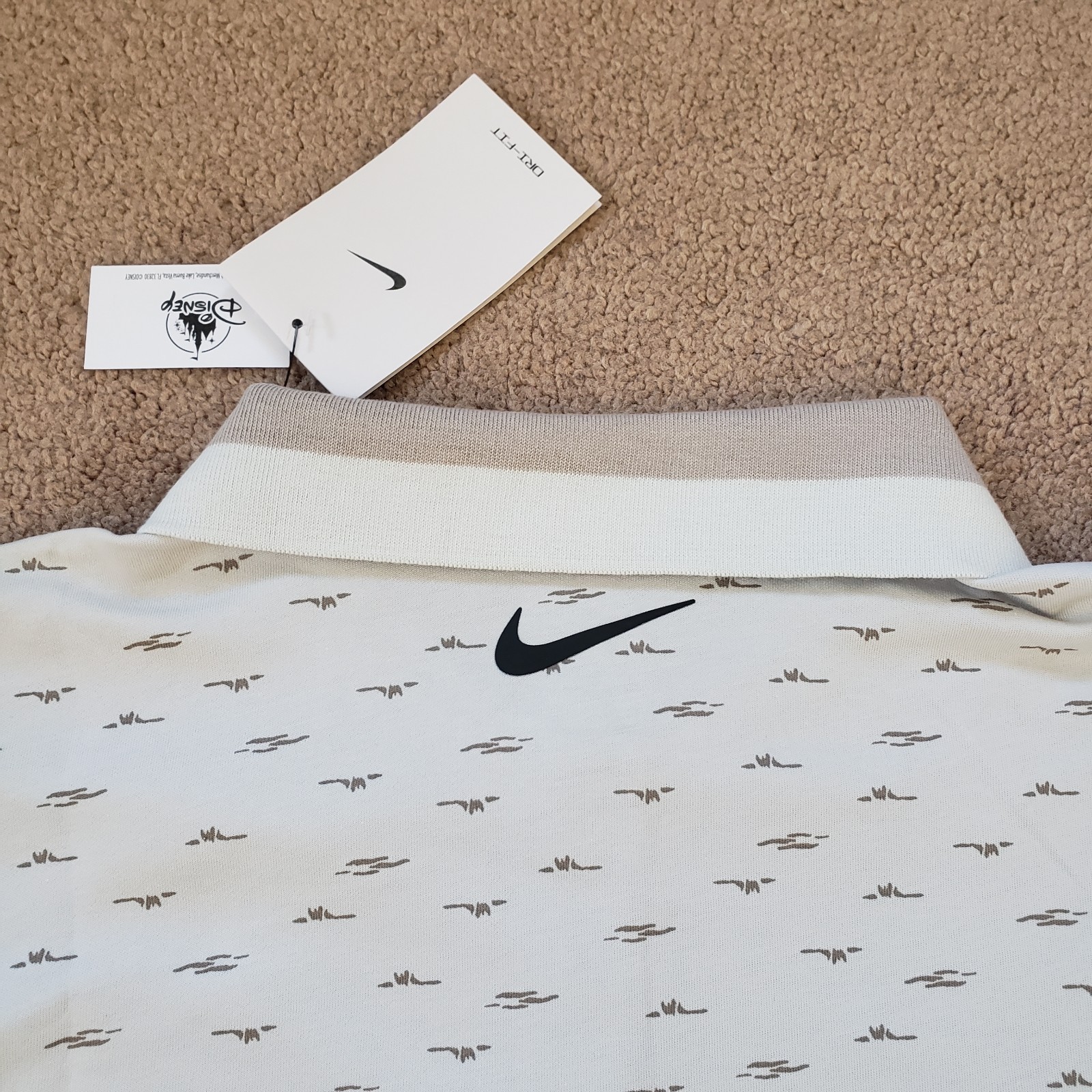 Nike Mickey Mouse Icon Polo Sz Large Mens Disney Grass All Over Print Shirt