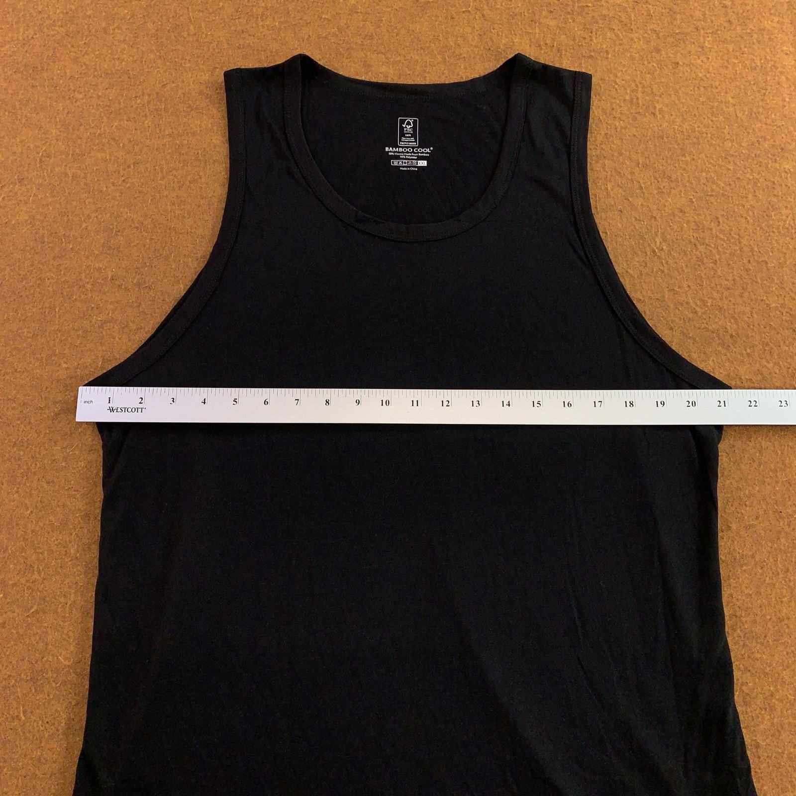 Bamboo Cool Mens XXL Black Bamboo Viscose Blend Sleeveless Tank Top New