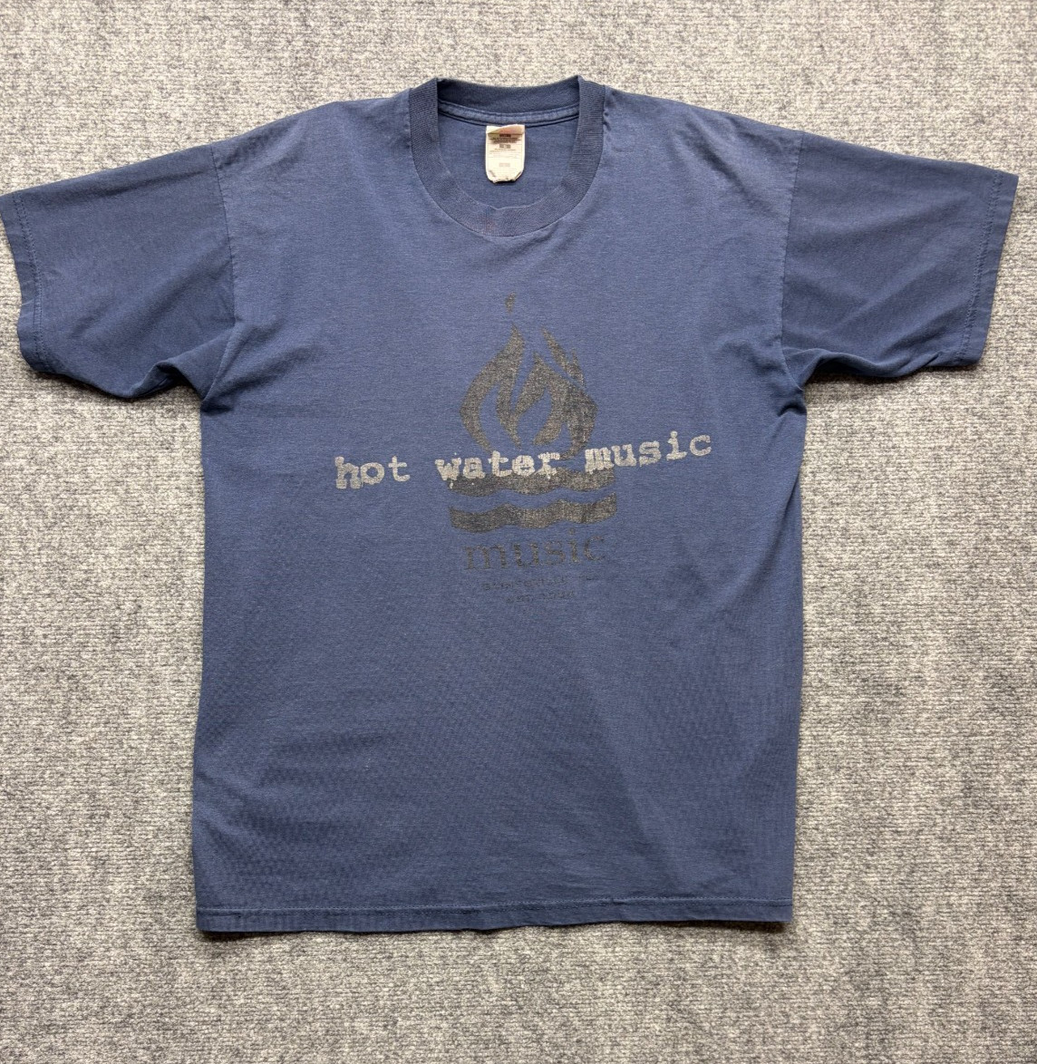 Vintage Hot Water Music Gainesville FL EST 1994 Blue T-Shirt Fruit of the Loom L