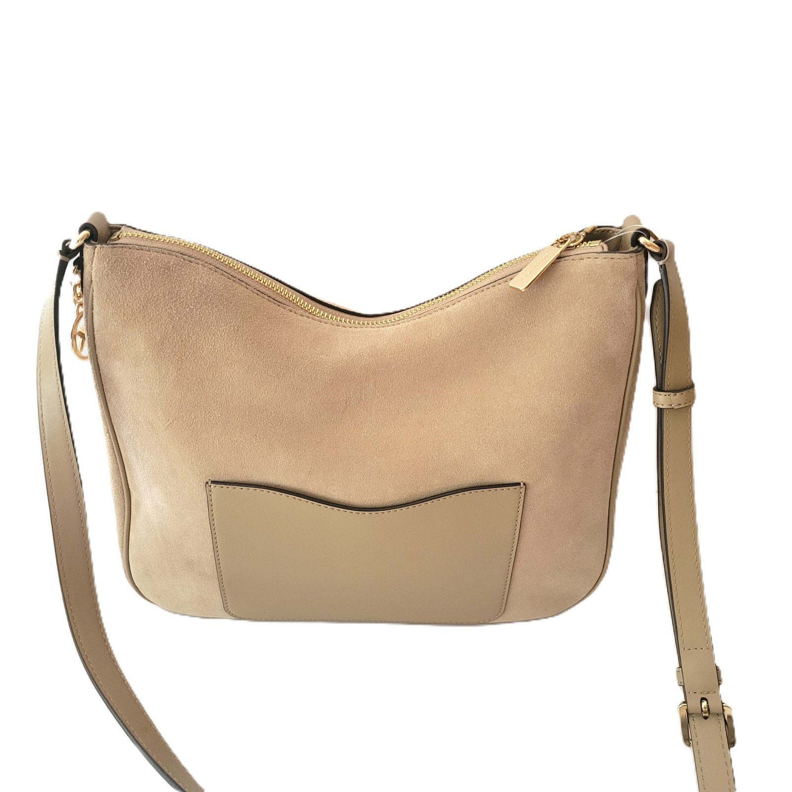 Michael Kors Nayla Medium Messenger Crossbody Handbag Camel Suede Leather