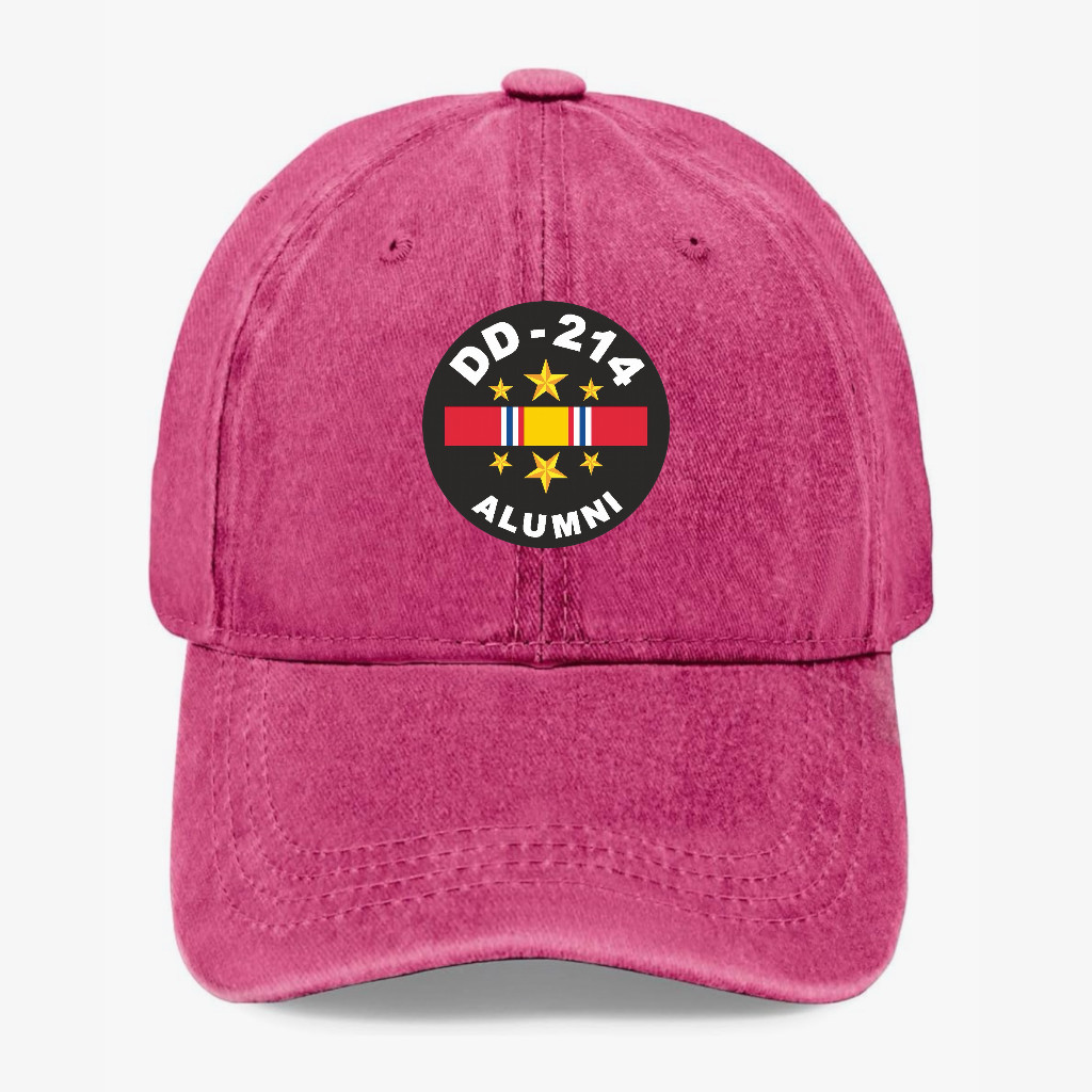 DD-214 Alumni Veteran Dad Hat Military Humor Cap Washed Cotton Adjustable