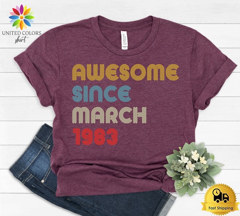 Custom Awesome Since Comfort Tee Personalized Birthday Gift Shirt Soft Top