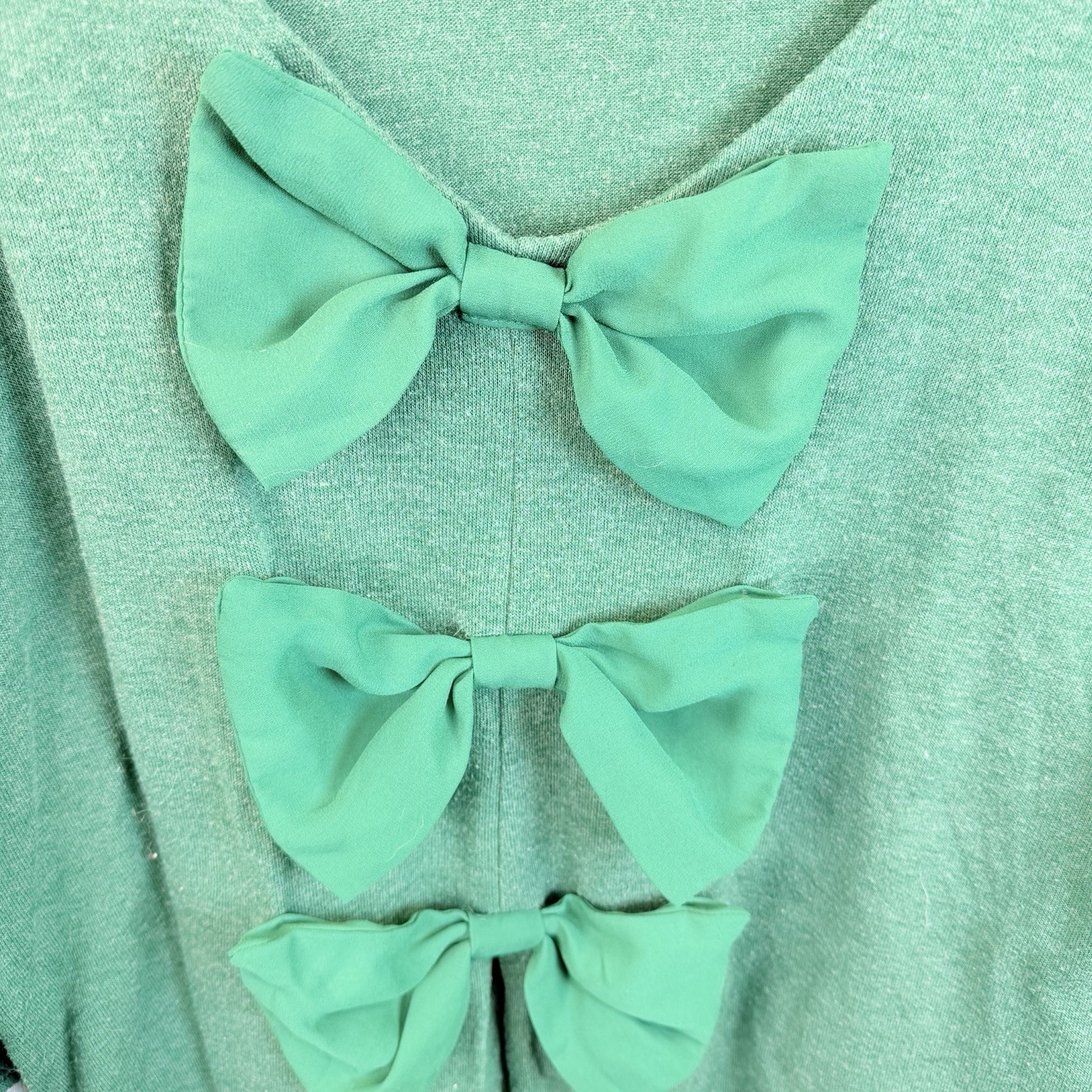 Sweet Pea By Stacy Frati Open Bow Back Blouse XL Feminine Green Pretty