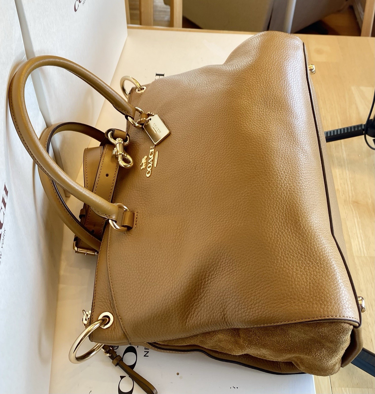 Coach F76640 Mia Convertible Satchel In Mixed Leathers Saddle