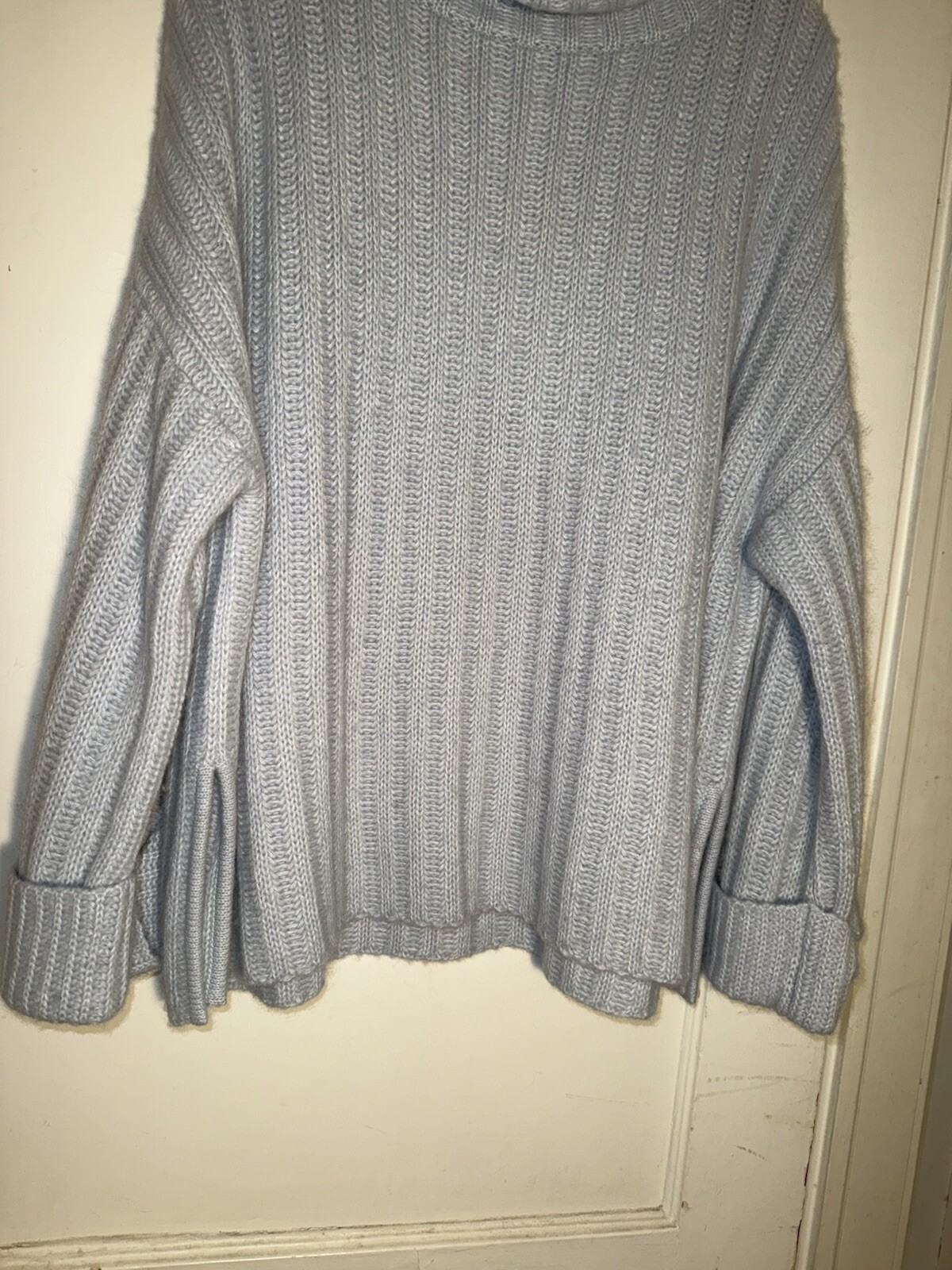 ELEVEN SIX Talia Blue Poncho Sweater Baby Alpaca Wool Oversized Size M/L d874