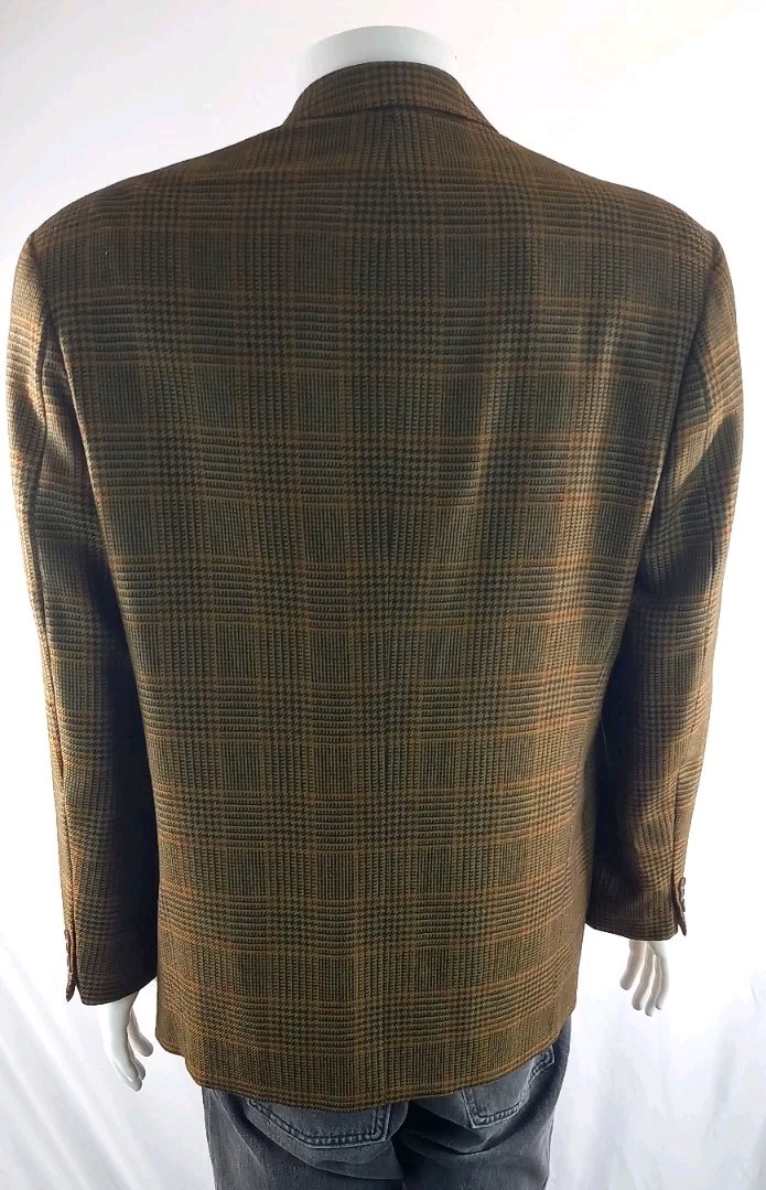 St Michael Vintage Mustard Prince of Wales Check Sports Jacket 42″ 107cm