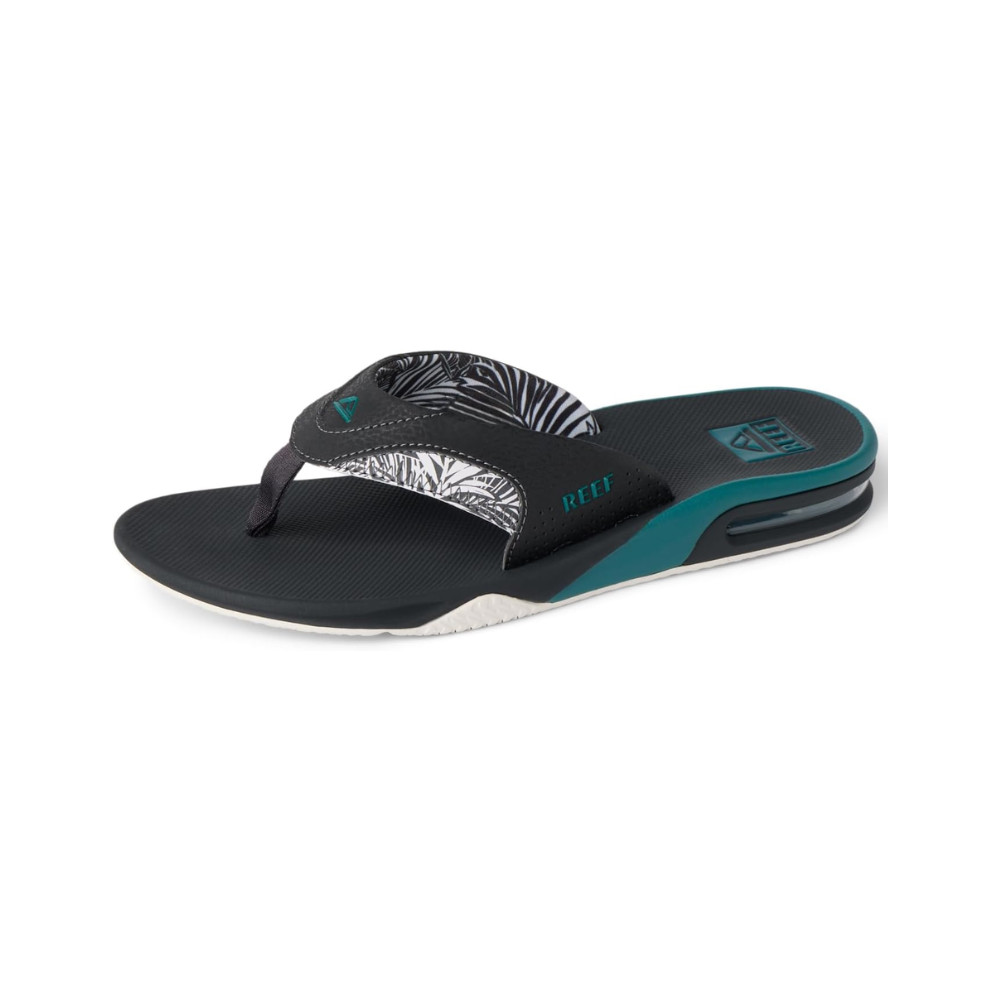 REEF Men’s Fanning Bottle Opener Water-Friendly Flip-Flops – Grey/Palm/Spruce