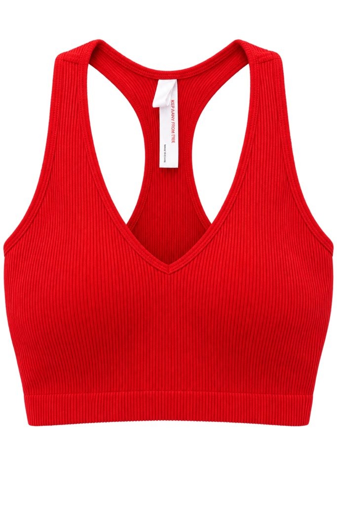 FP Movement Red Ribbed Sports Bra