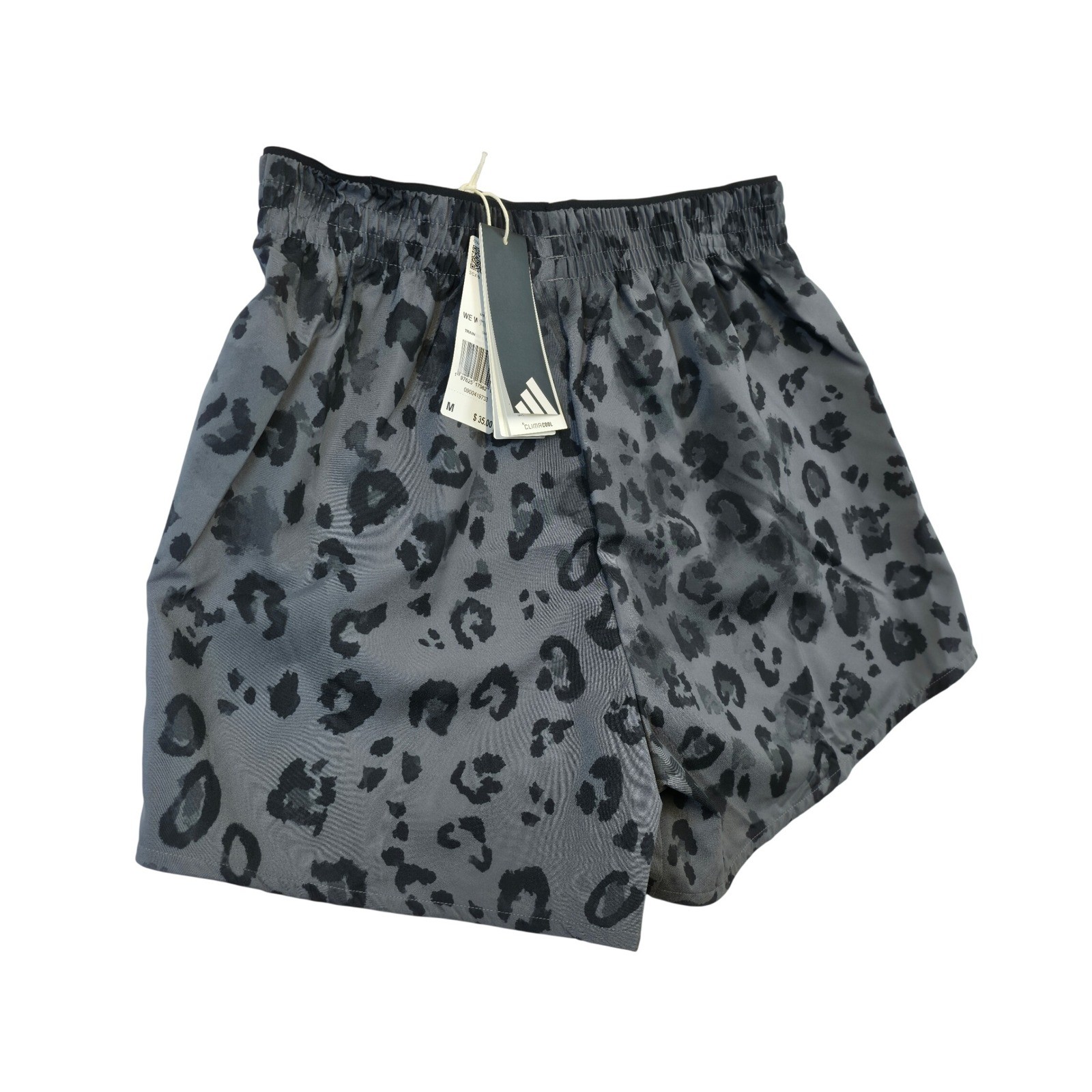 adidas Grey Leopard Print Running Shorts M 100% Recycled Polyester New With Tags