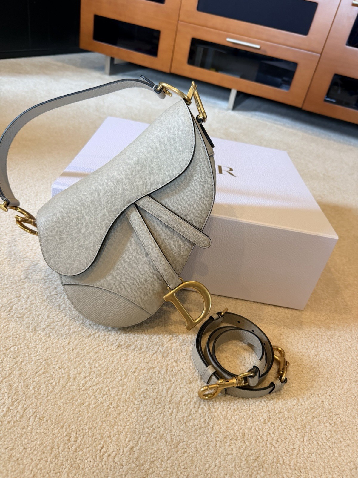 Dior Saddle Bag Medium Calfskin Leather Taupe