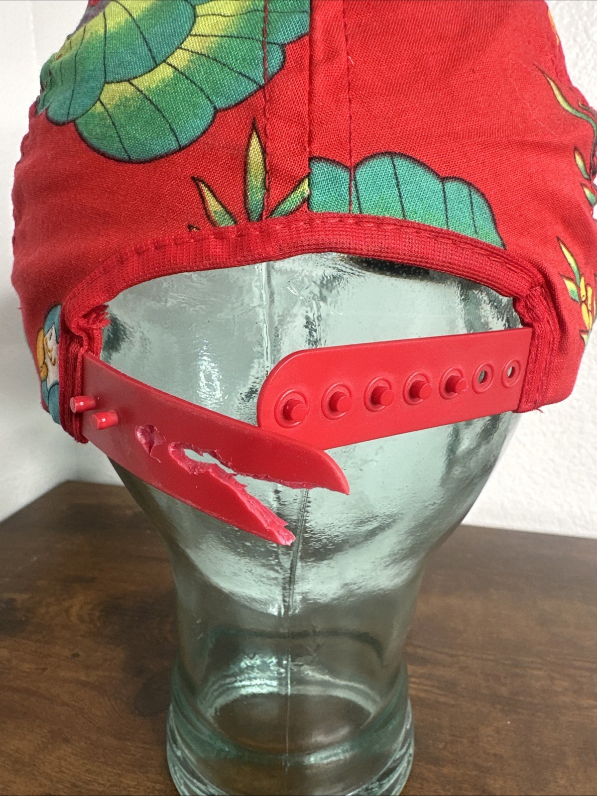 Vintage Red Jimmy Buffett Parrot Head Club Hat Snapback Cap Tropical Flower Bird