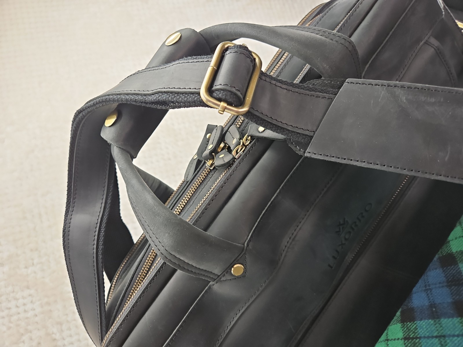 Luxorro Large Briefcase Fullgrain Leather Solid Brass Hardwear 17″×13″×5″ Superb