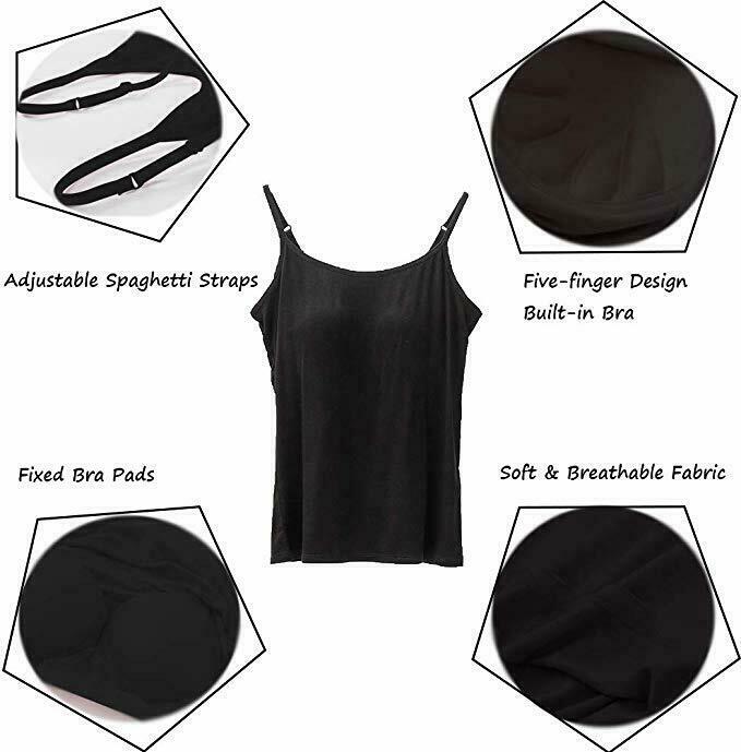 Women Cami Camisole With Built in Push Up Vest Compression Padded Bra Tank Tops