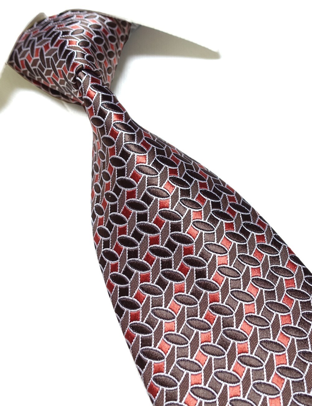 Extra Long Mens 63″ Tie Woven Jacquard Coffee/Brown XL Necktie 160cm 2PCS Pack