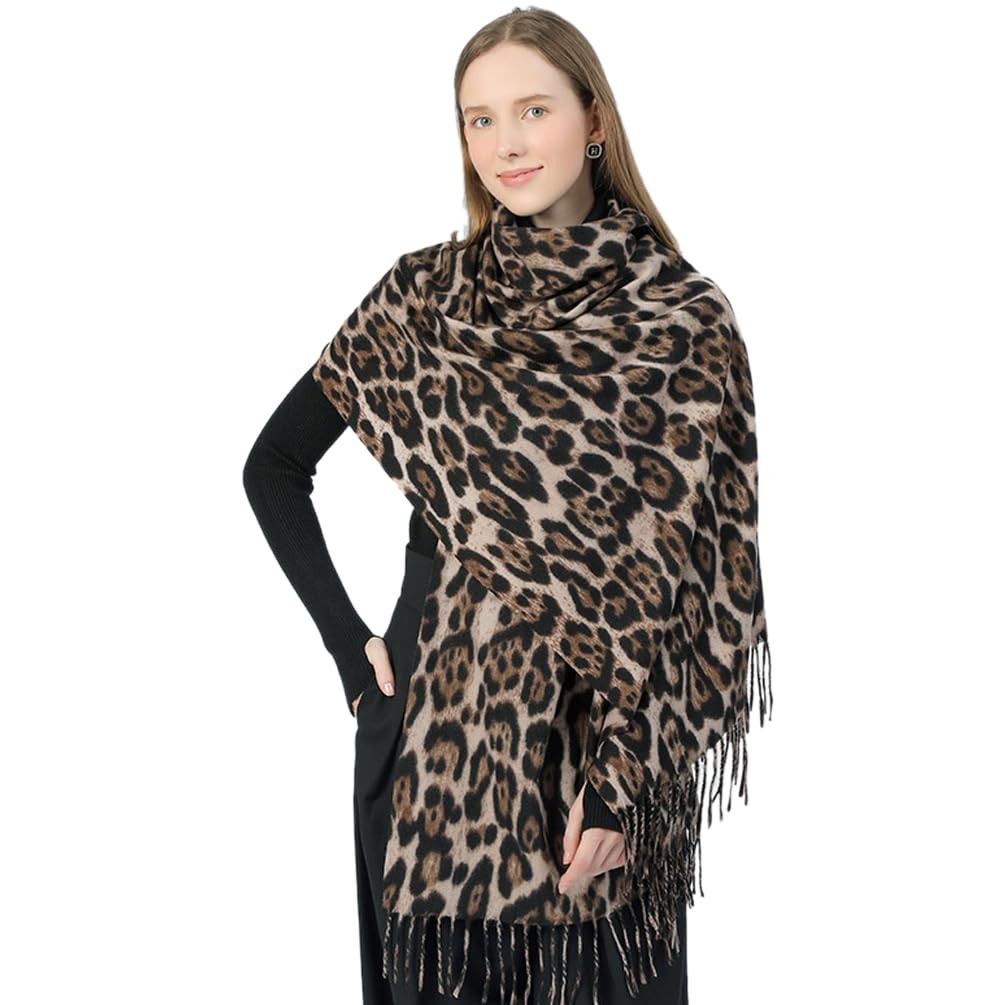 Classic Leopard Print Scarf Winter Warm Animal Soft Cashmere Blanket Scarf Wr…