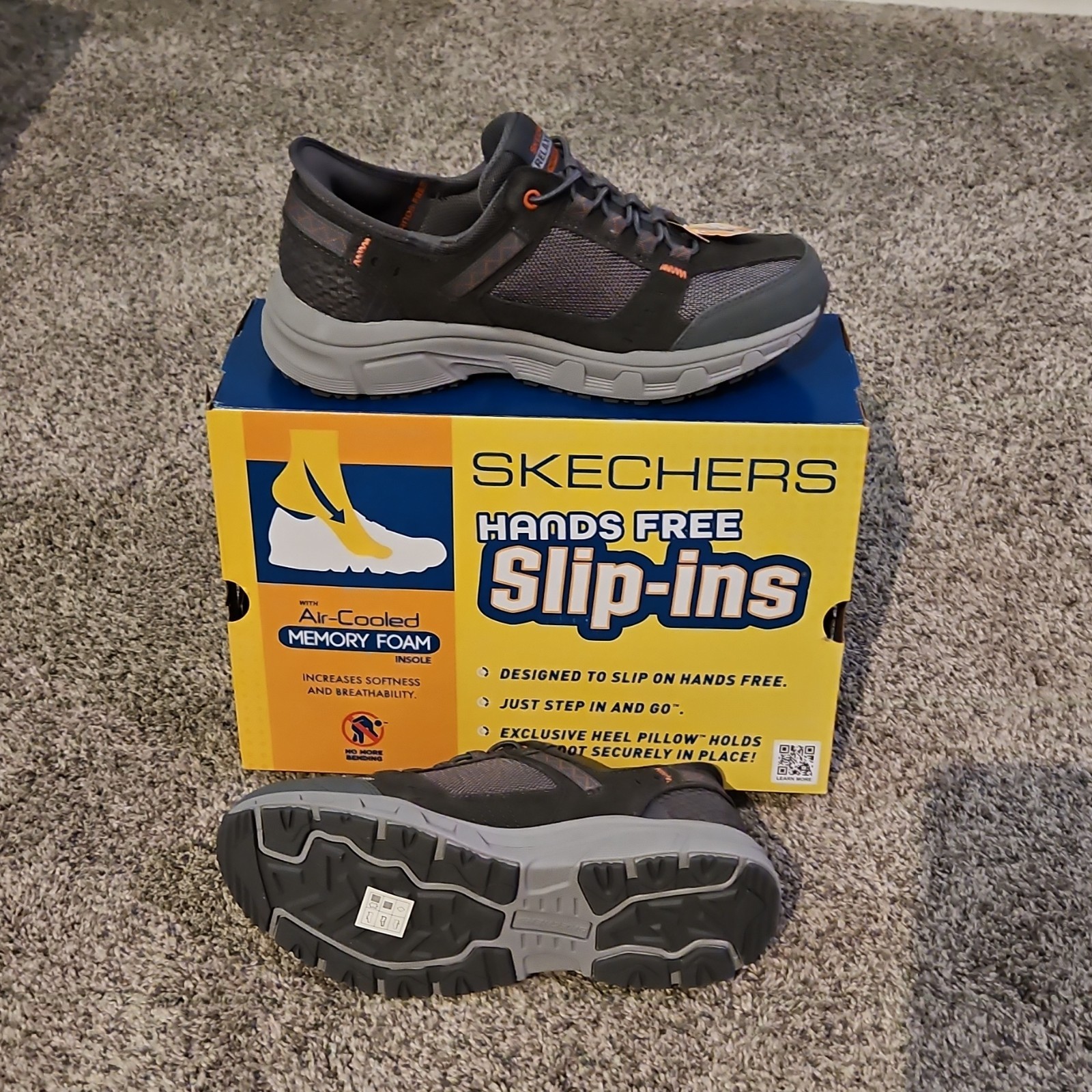 Skechers Oak Canyon Consistent Winner Slip-ins Men’s 7 Memory Foam Gray/Orange