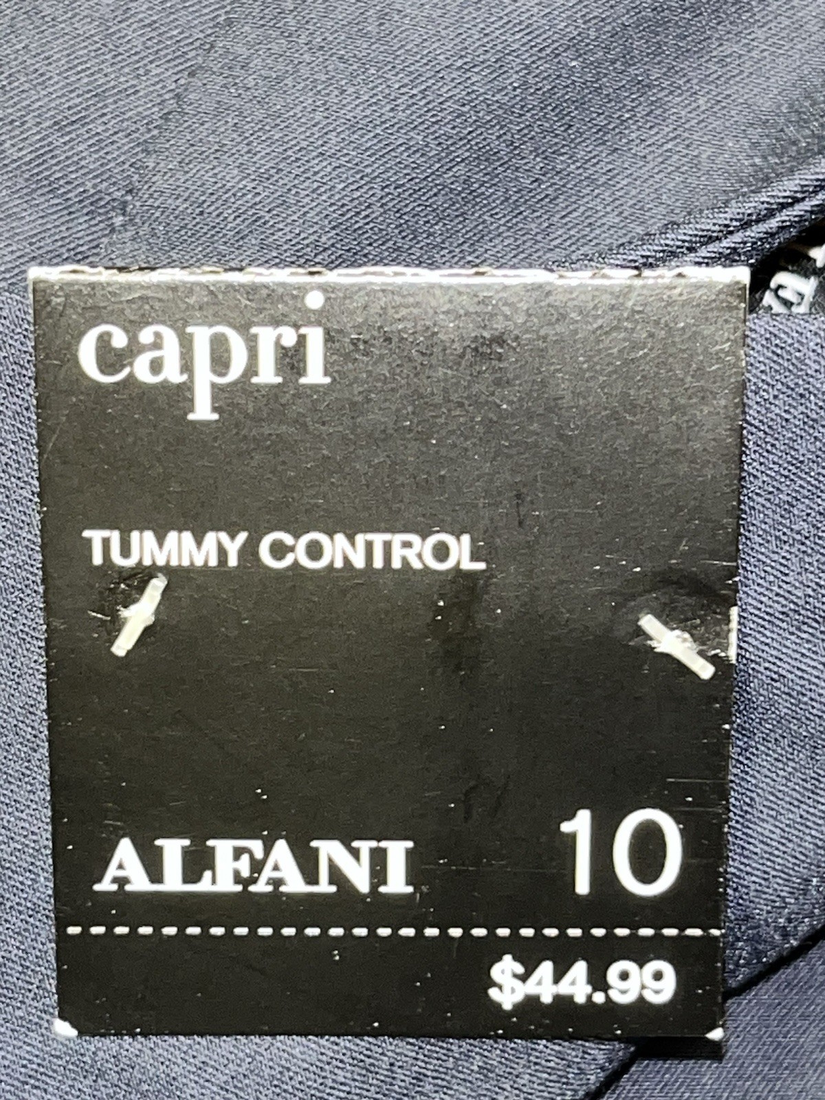 Alfani Capri Pants Tummy Control Size 10 New Casual Wear To Work Pull On Navy