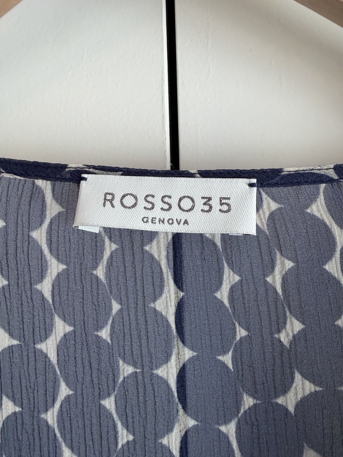 Rosso 35 100% Silk Blue Geometric Shapes Sheer Women’s Size 40 US Sz Small