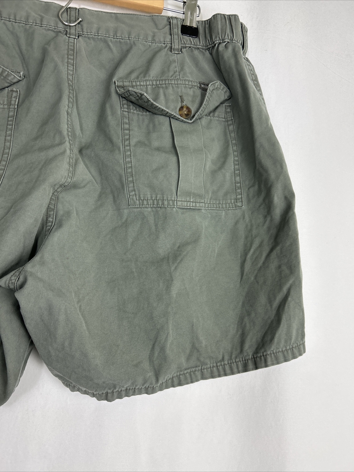 Woolrich Light Olive 38×6 Cargo Shorts Elastic Waist 3066 100% Cotton