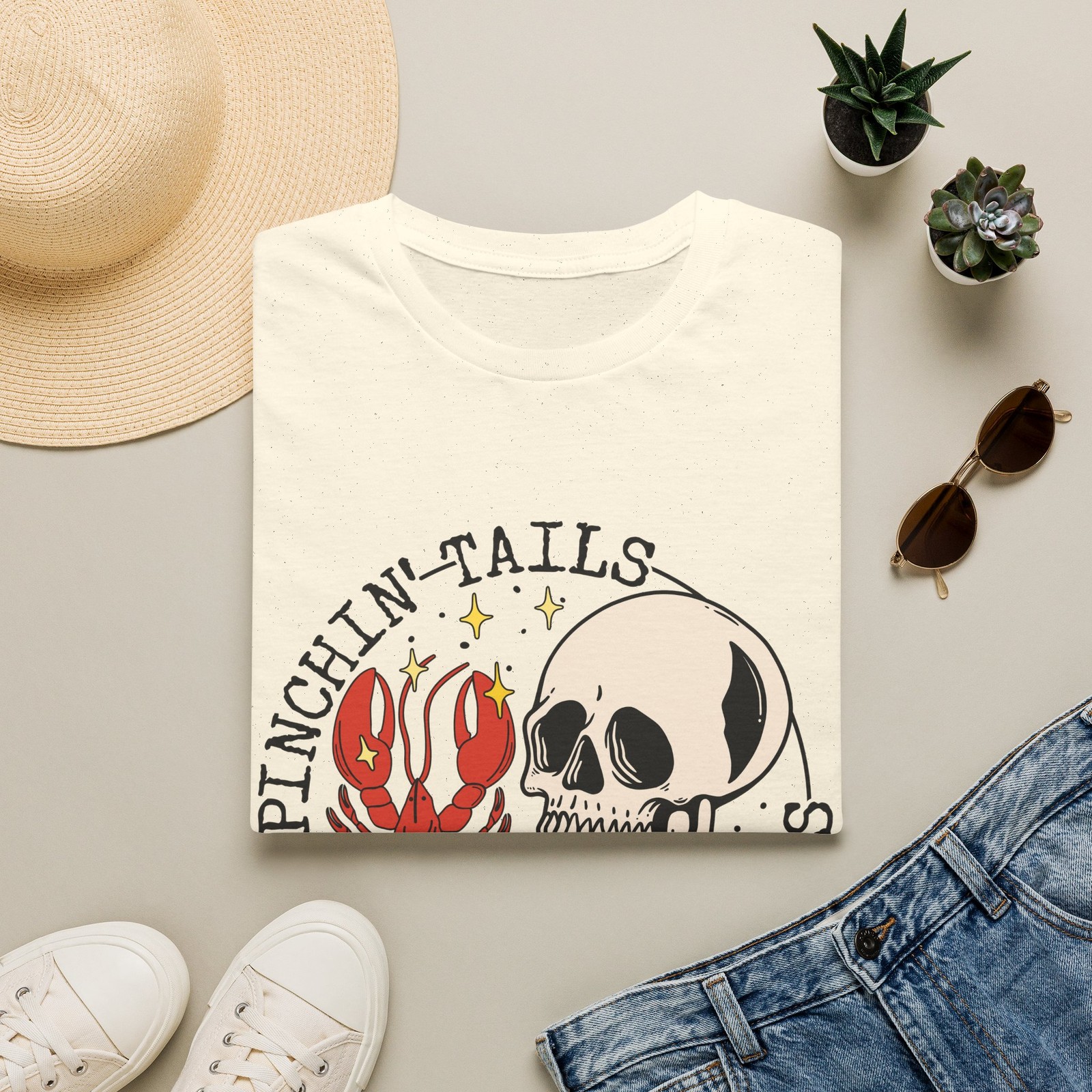 Skull & Lobster Illustration T-Shirt | Pinchin’ Tails Suckin’ Heads