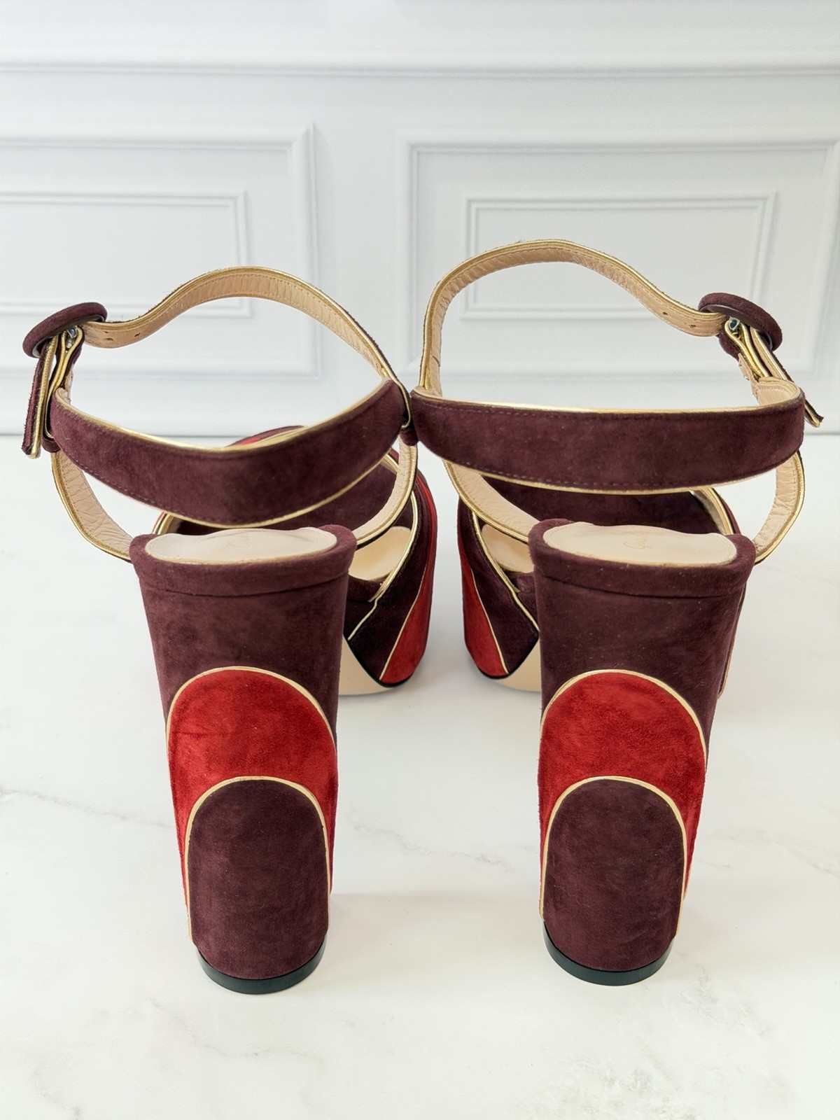 Gianvito Rossi Tamara 125mm Platform Heeled Sandals Burgundy Suede EU 41 NIB