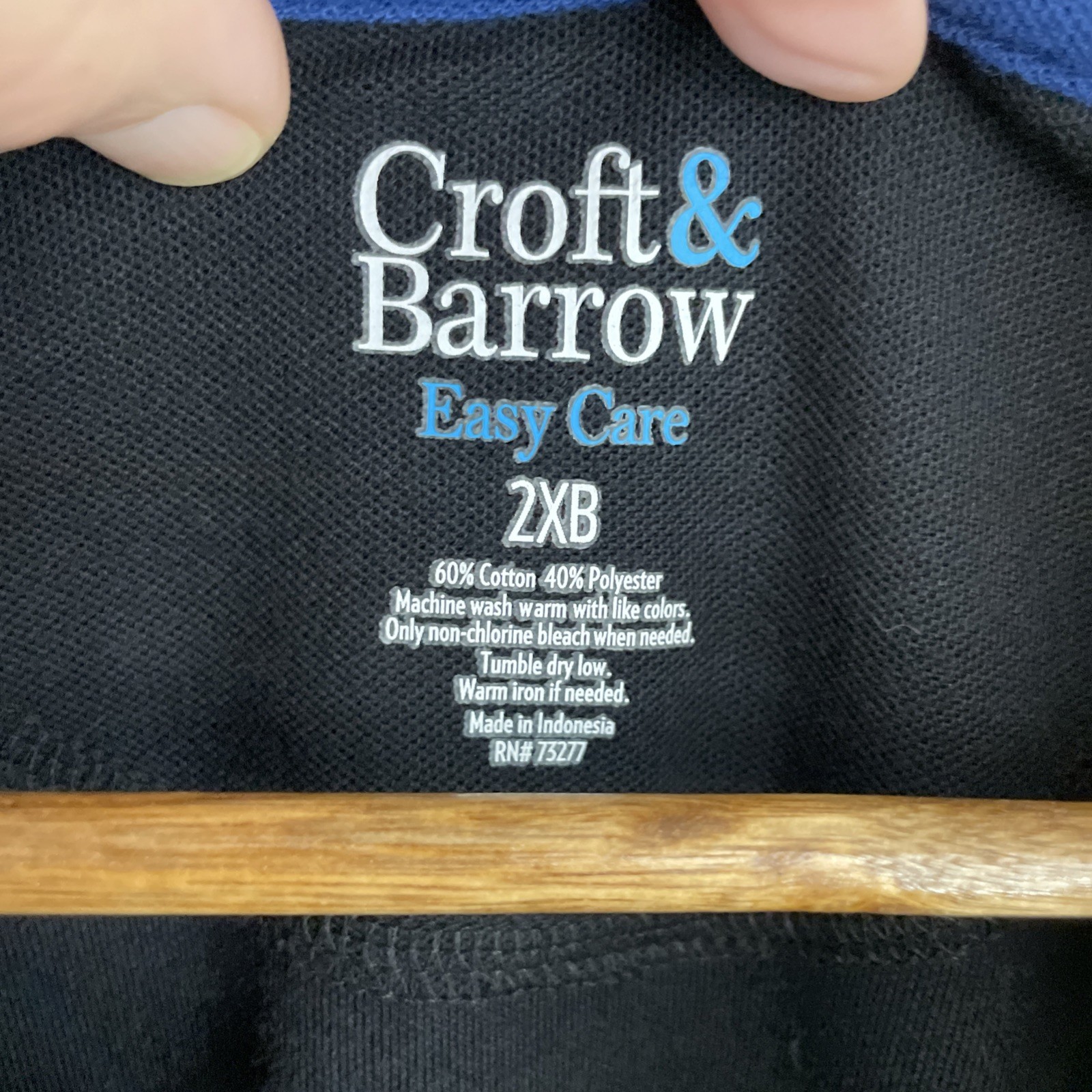 Croft & Barrow Polo Shirt Mens 2XB Big 2X Black Short Sleeve Classic