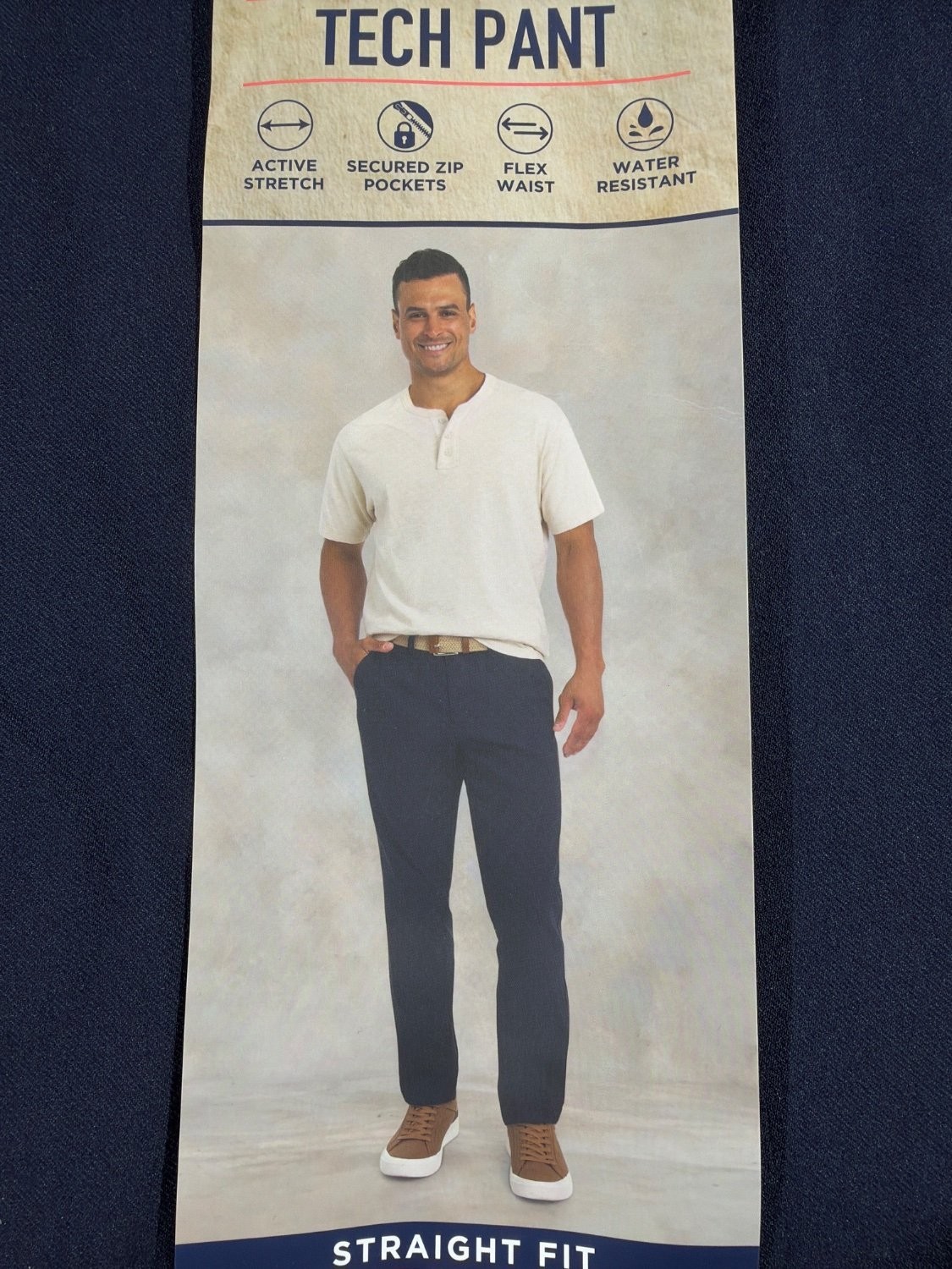 EU 34 Weatherproof Vintage Tech Pant Men 34×34 Straight Fit Active Stretch Navy