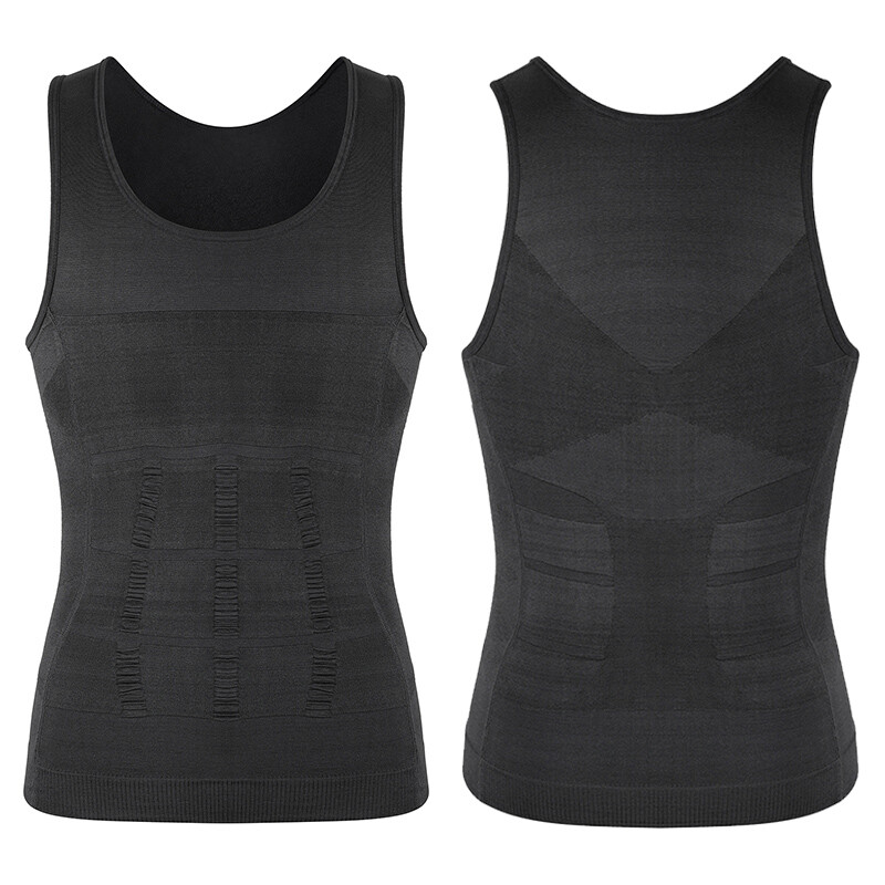 MENS SLIMMING BODY SHAPER BELLY CHEST COMPRESSION VEST GIRDLE SHIRTS TANK TOP US
