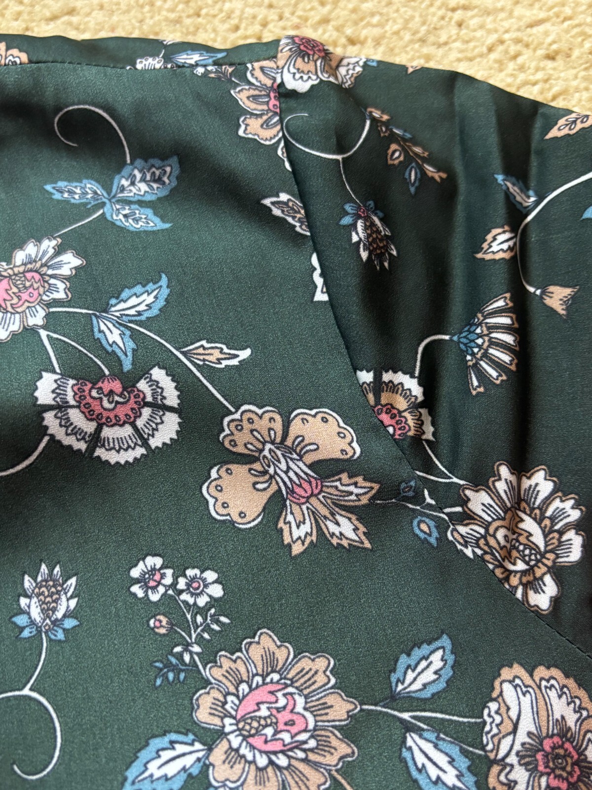 Gal Meets Glam Green Short Sleeve Floral Botanical Garden Print Maxi Dress Sz 4