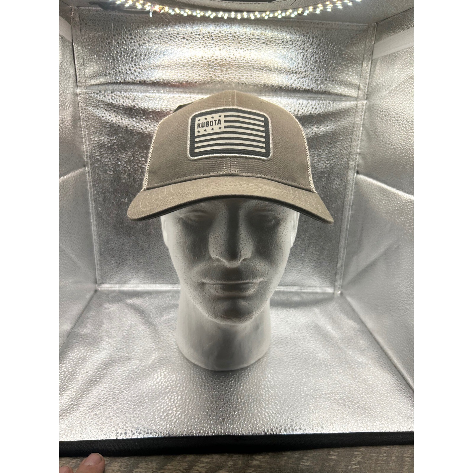 Kubota Trucker Hat Olive Twill USA PVC Flag Mesh Snapback Cap KT19A-H403 NEW