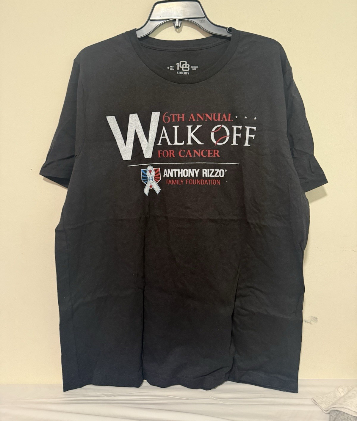 108 Stitches Men’s Walk Off For Cancer Graphic Logo Crew Neck Tee Black XL