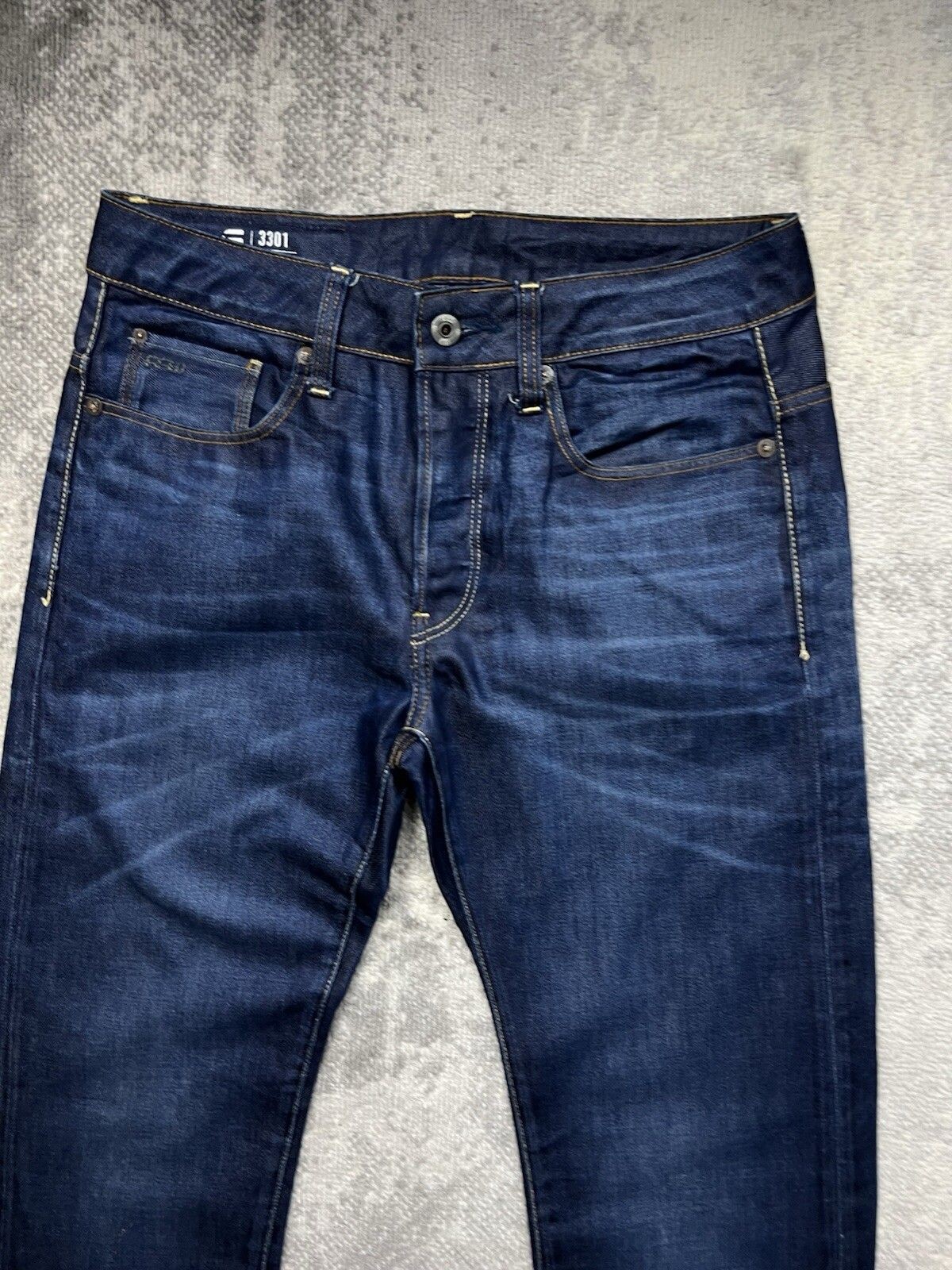 Men’s G-Star Raw 3301 Slim Straight Dark Blue Denim Jeans Size W29 X L32