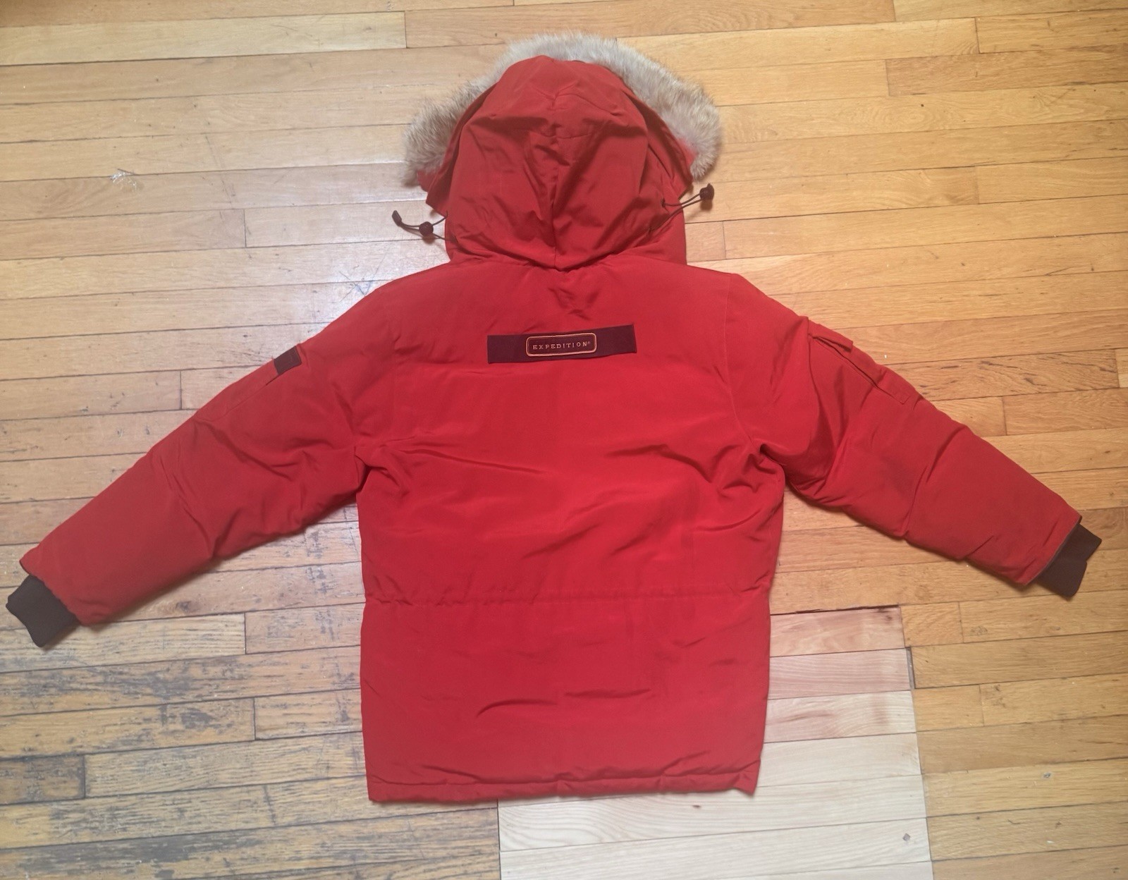 Canada Goose Expedition Red Down Parka Coat Hooded Fur Trim S/P