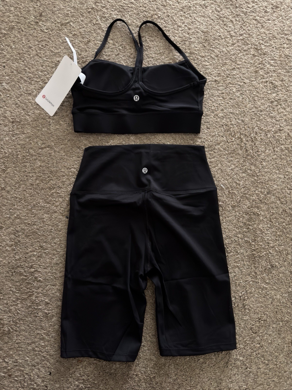 Lululemon 4 Piece Set Flow Y Bras Align High Rise Biker Shorts Black NWT S: 4/6
